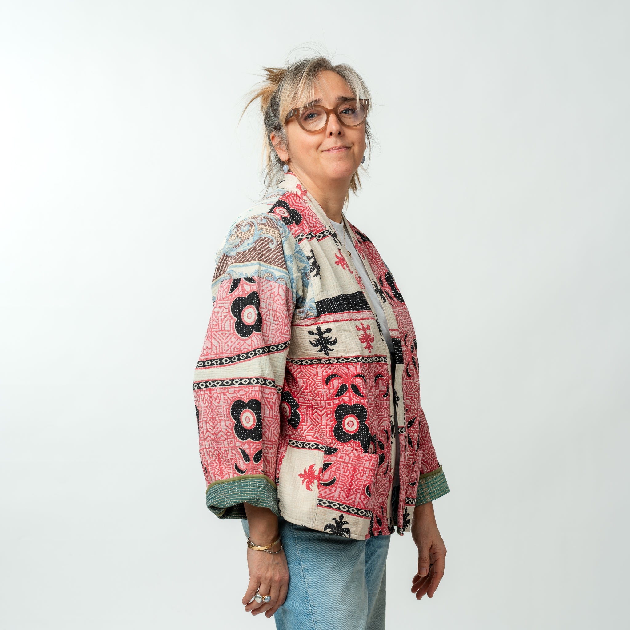 Reversible Vintage Kantha Kimono Coat 26 