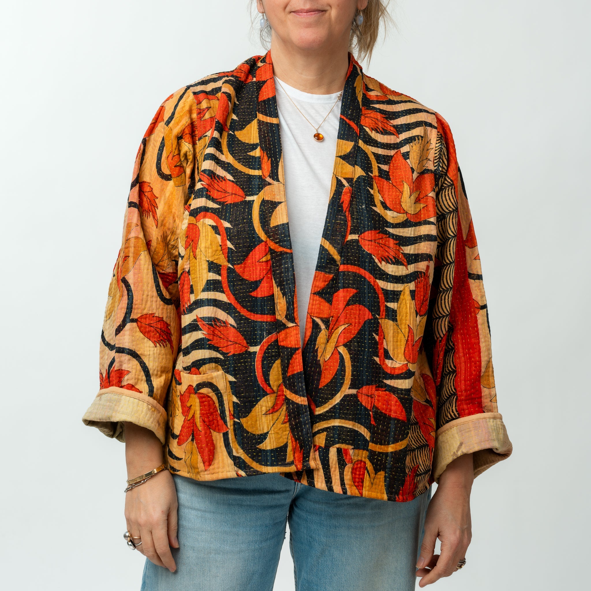 Reversible Vintage Kantha Kimono Coat 28 