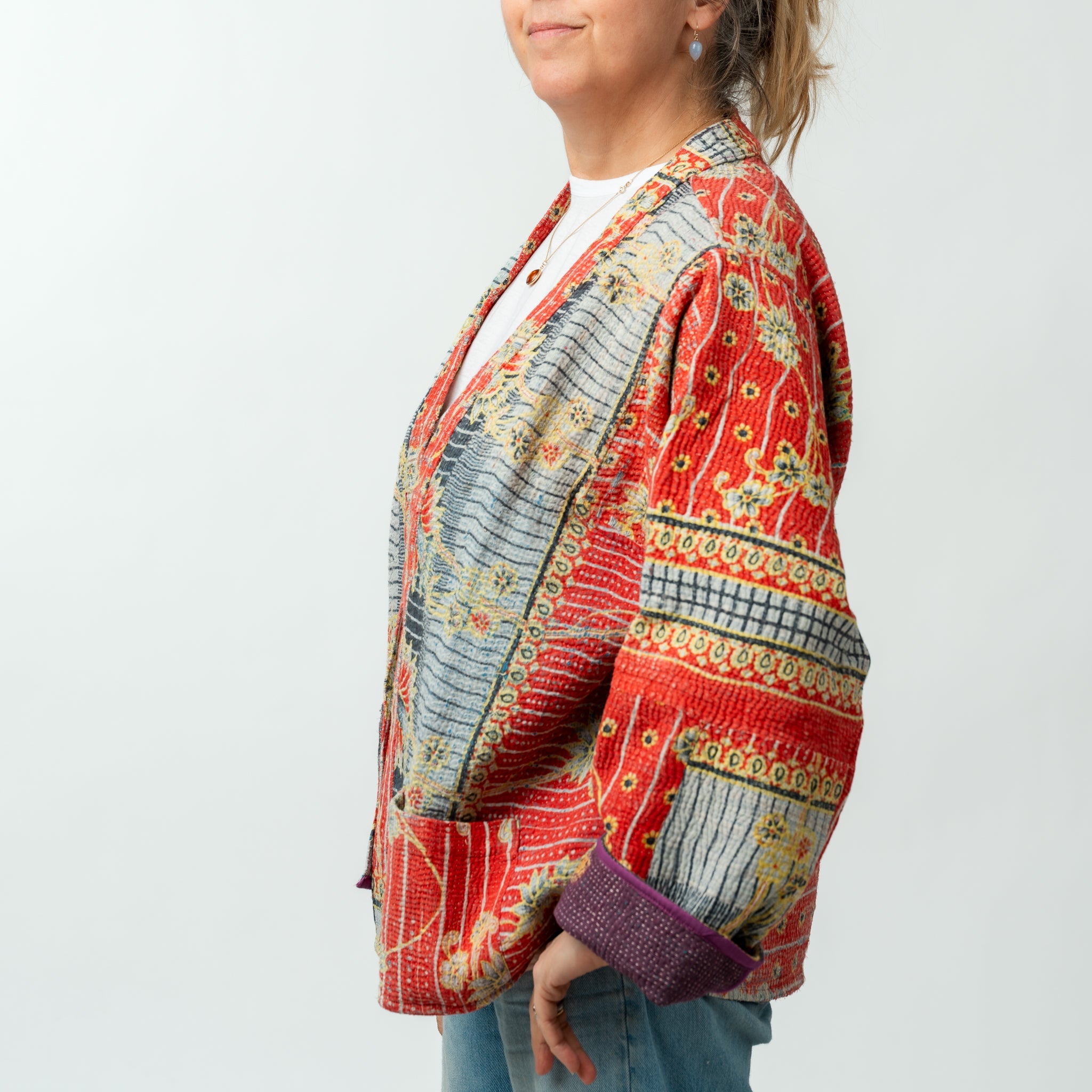 Reversible Vintage Kantha Kimono Coat 29 