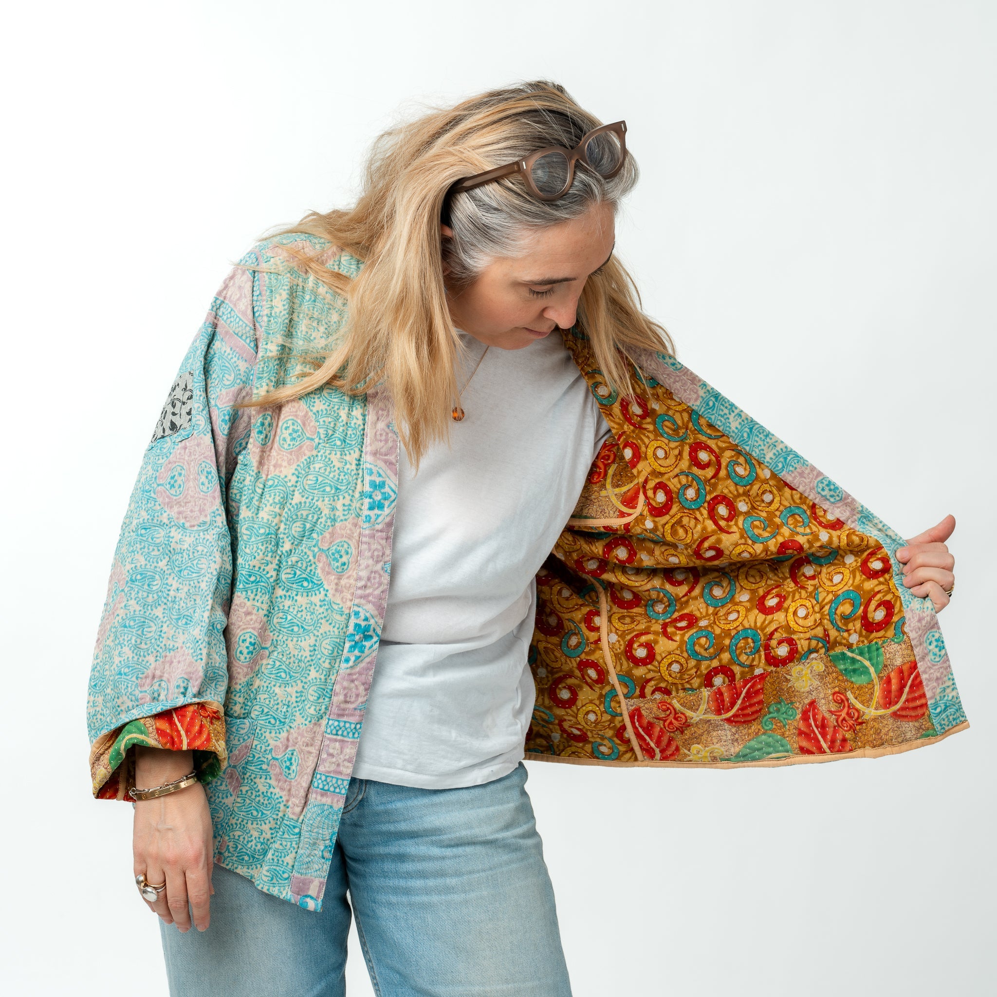 Reversible Vintage Kantha Kimono Coat 3 