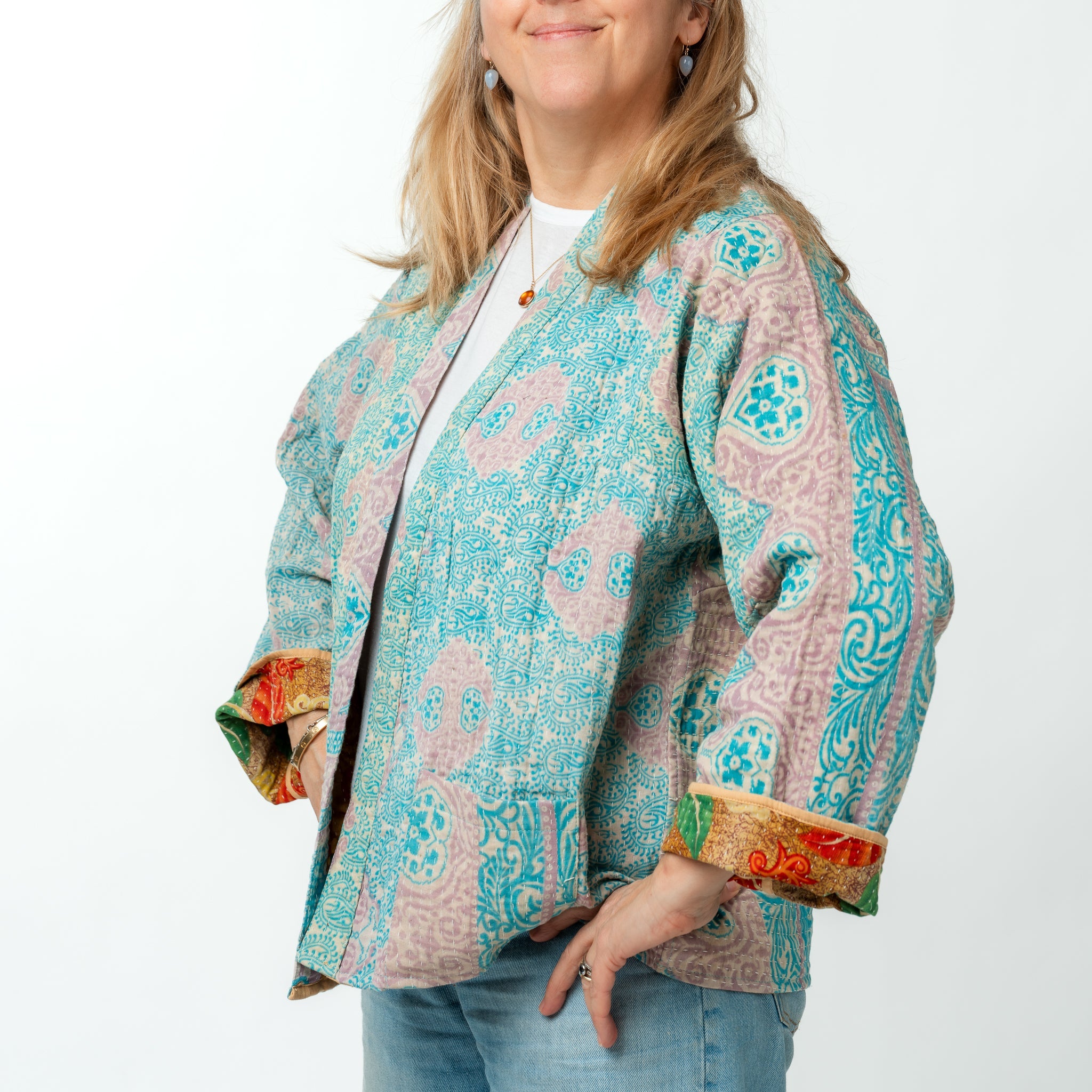 Reversible Vintage Kantha Kimono Coat 3 