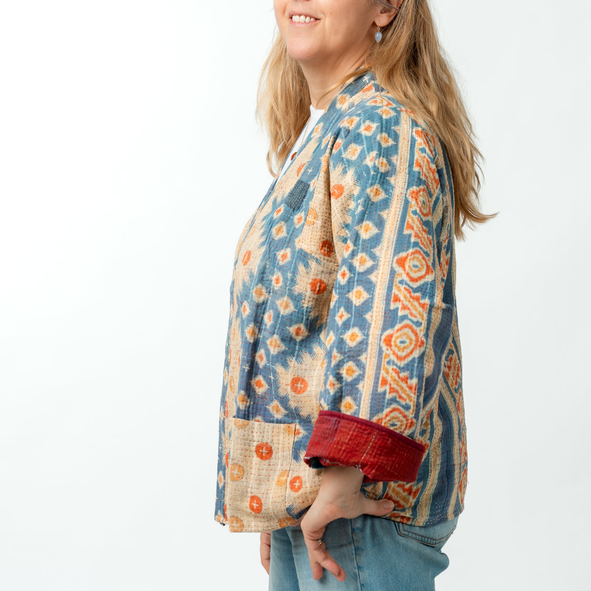 Reversible Vintage Kantha Kimono Coat 5 