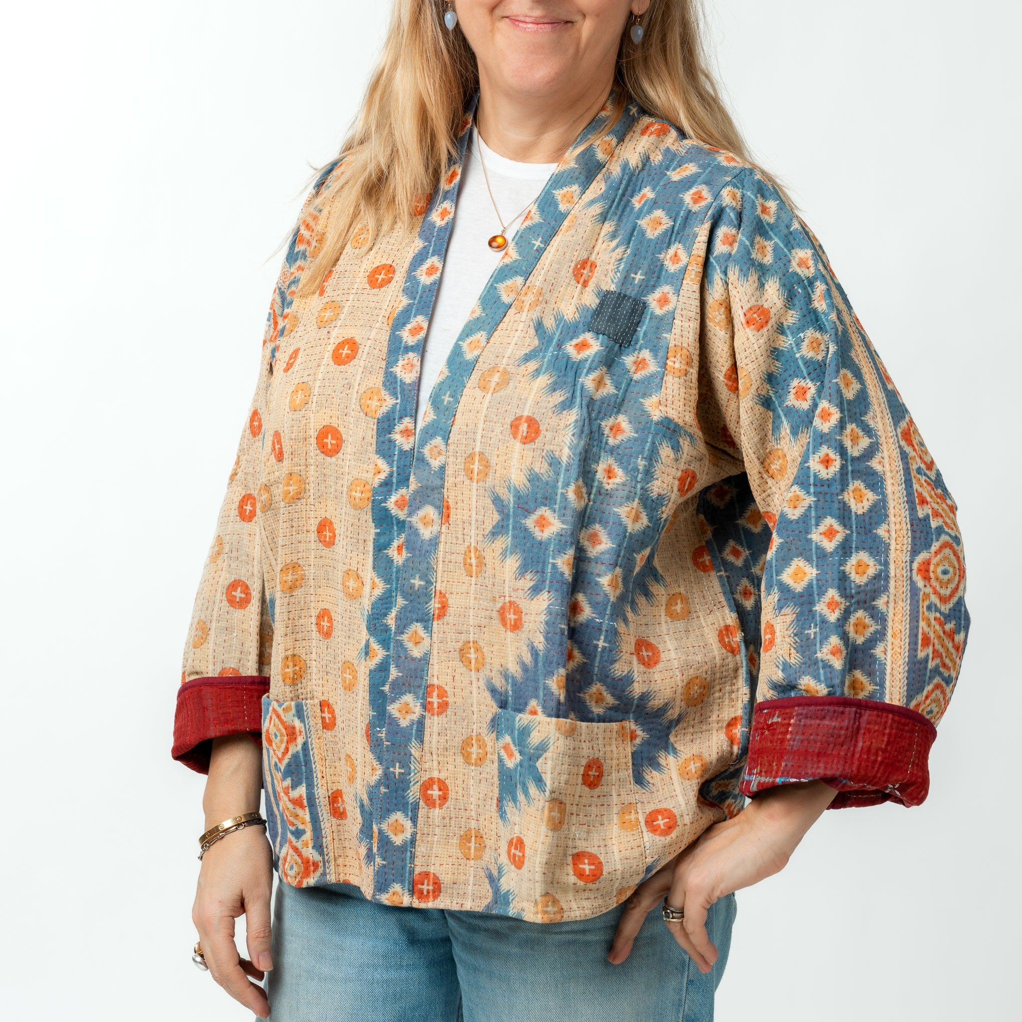 Reversible Vintage Kantha Kimono Coat 5 