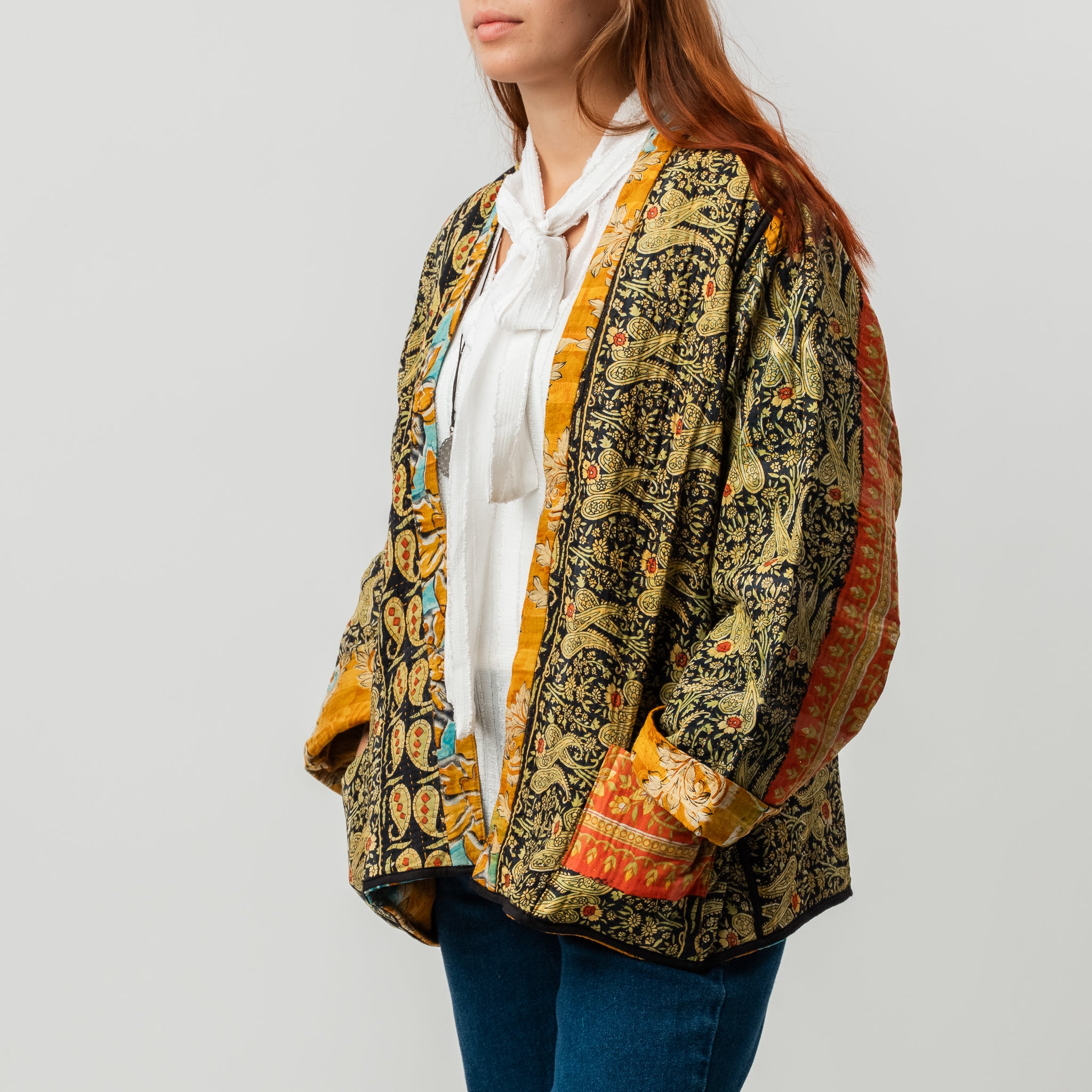 Reversible Vintage Kantha Kimono Coat 7 