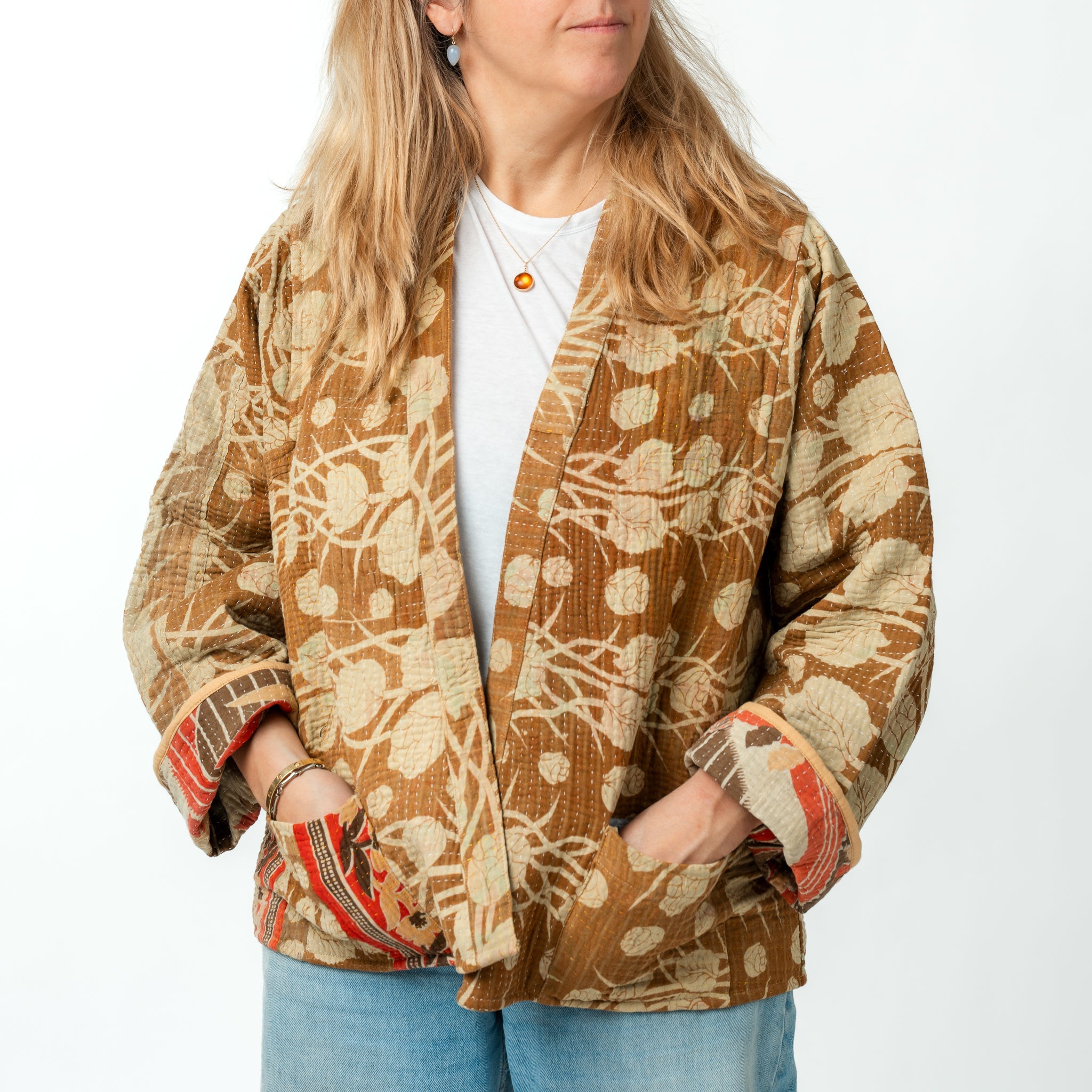 Reversible Vintage Kantha Kimono Coat 8 