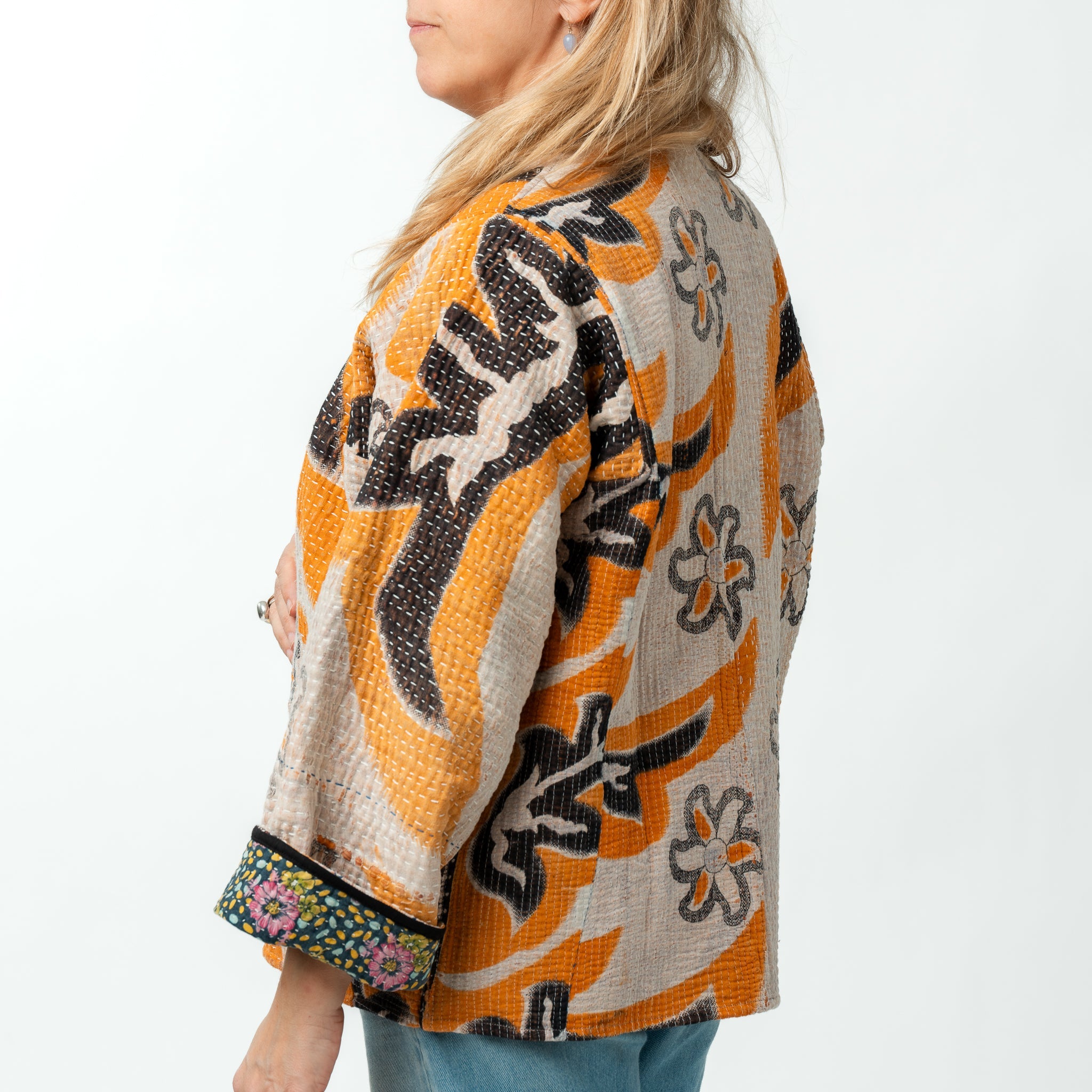 Reversible Vintage Kantha Kimono Coat 9 