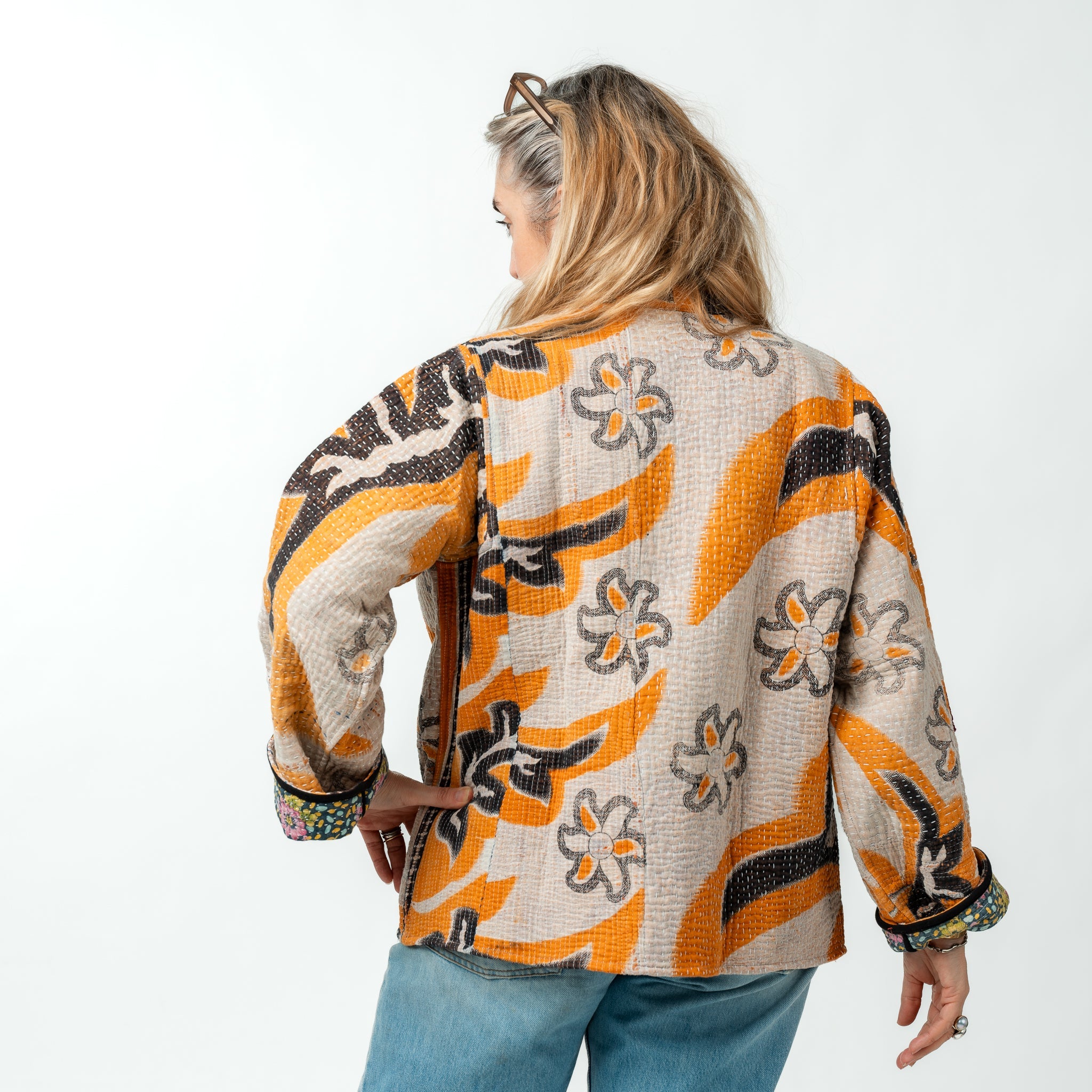 Reversible Vintage Kantha Kimono Coat 9 