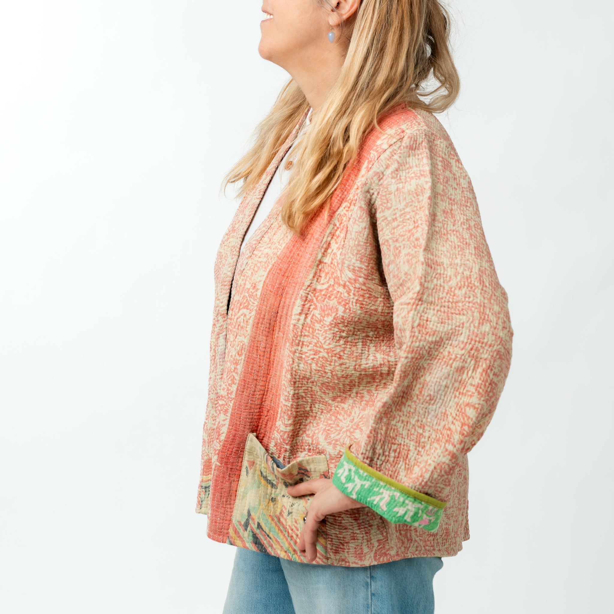 Reversible Vintage Quilted Kimono Coat 4 