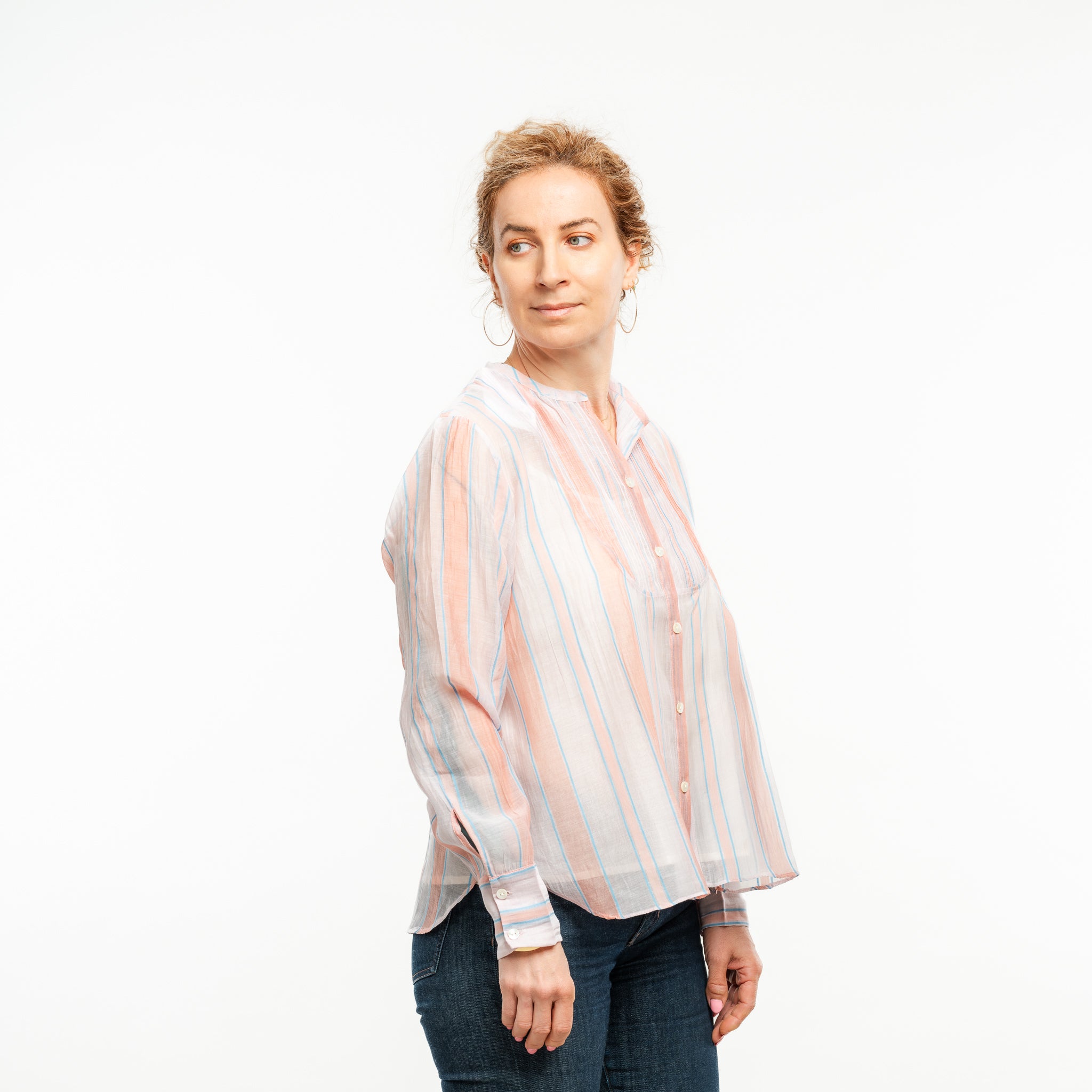 Striped Chanderi Blouse 