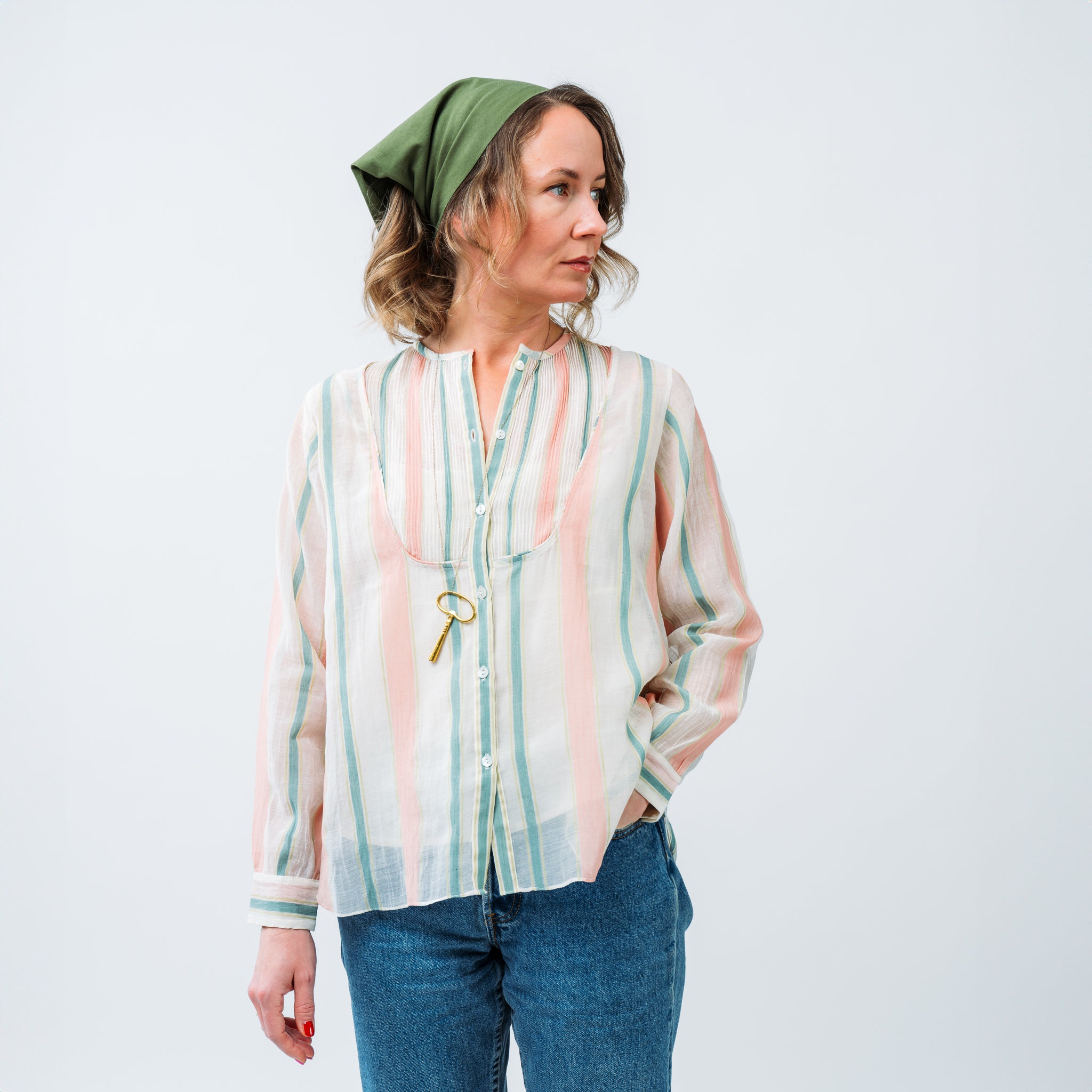 Striped Chanderi Blouse 