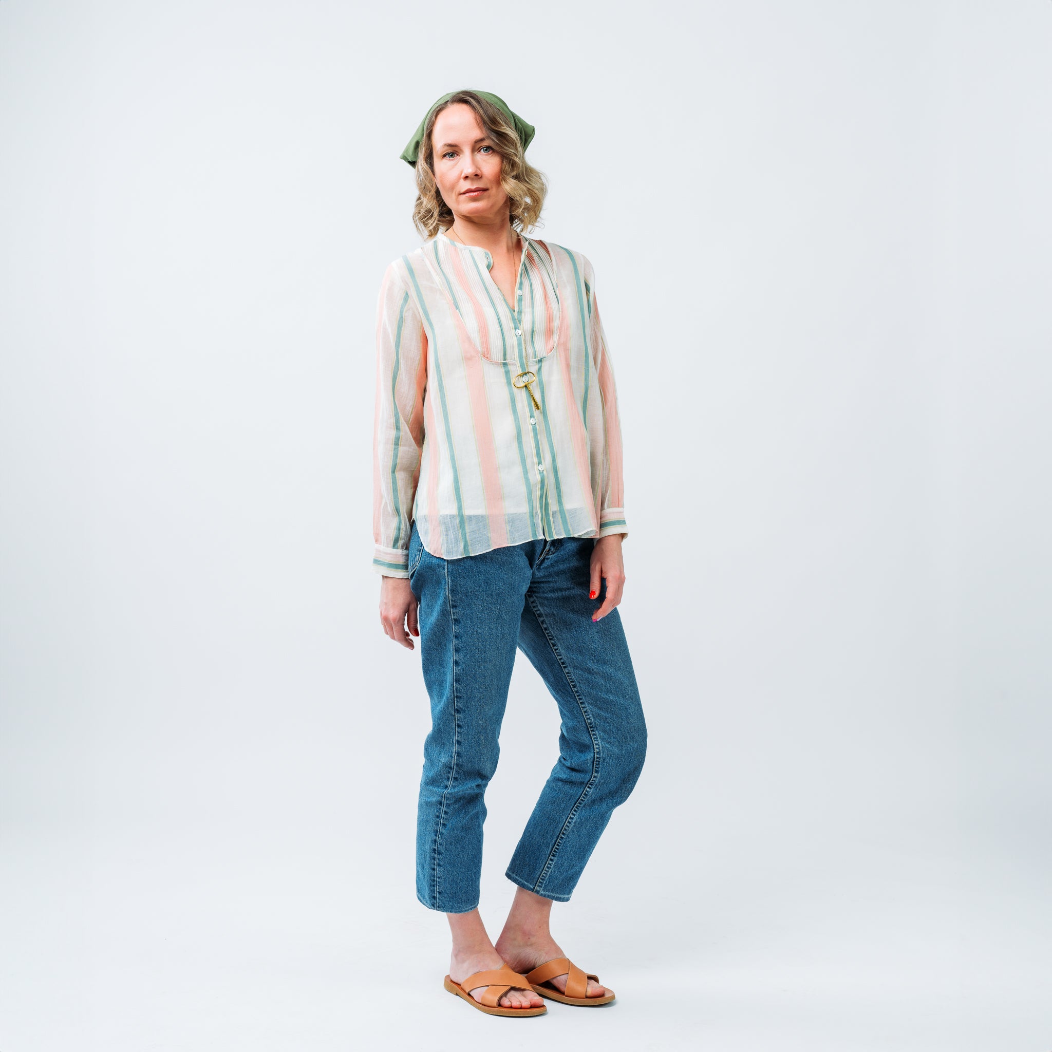 Striped Chanderi Blouse 