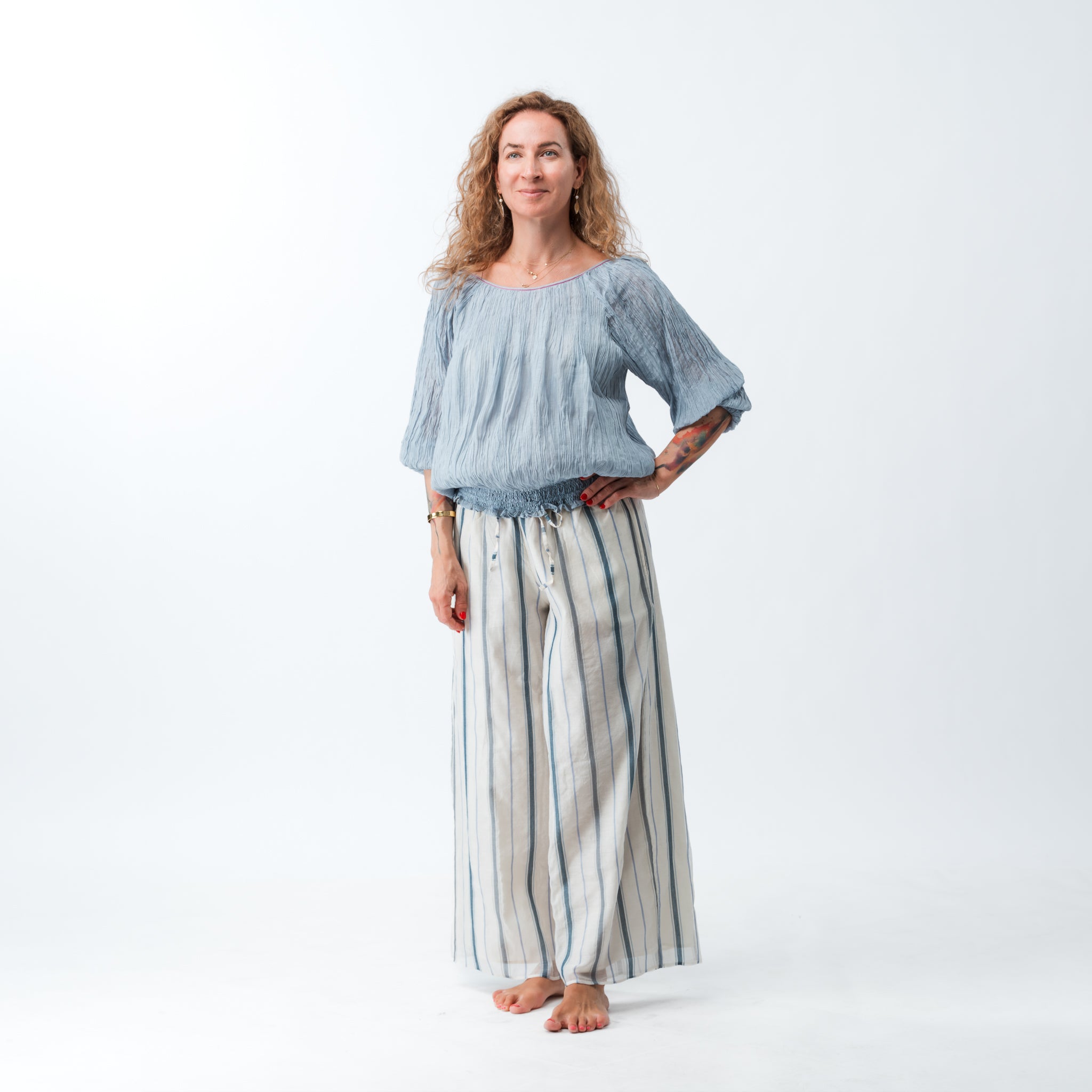 PRE ORDER Striped Chanderi Palazzo Pants small