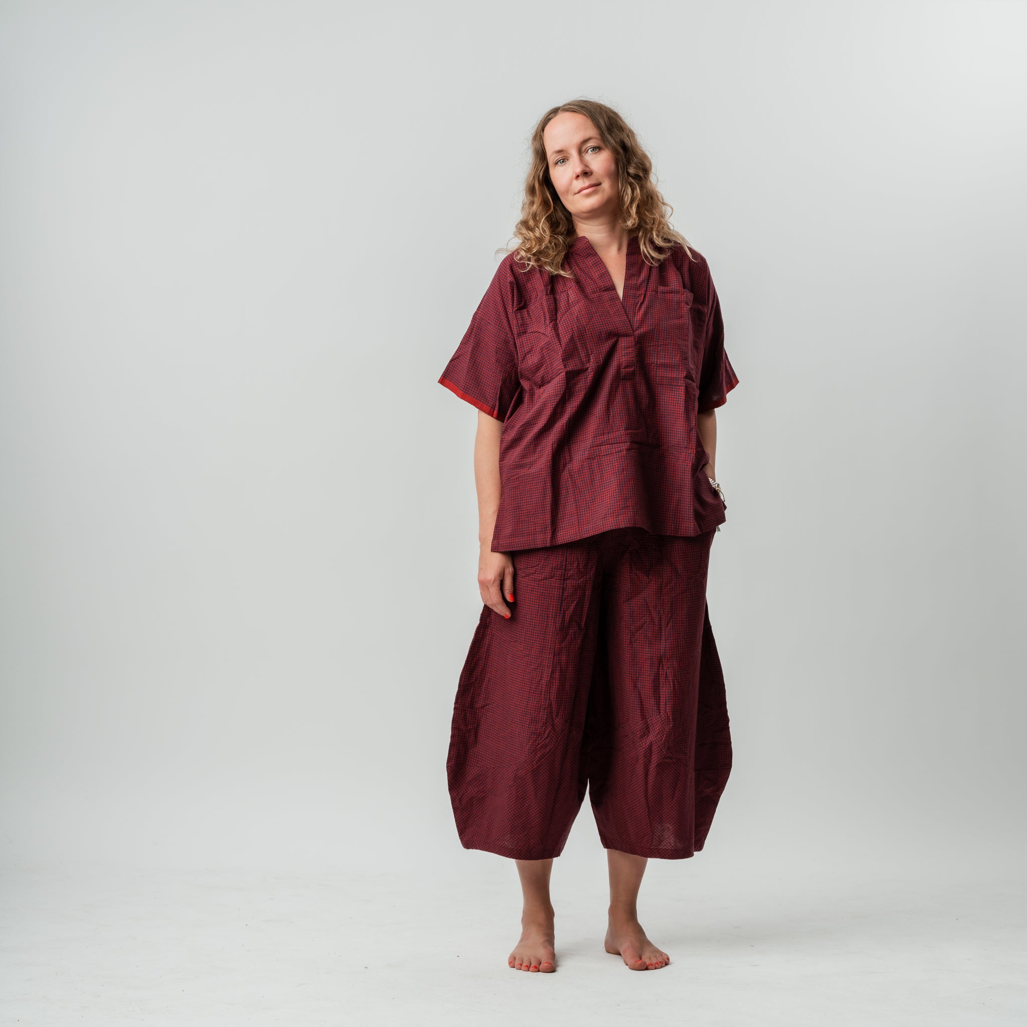 Hand Woven Cotton Check Top