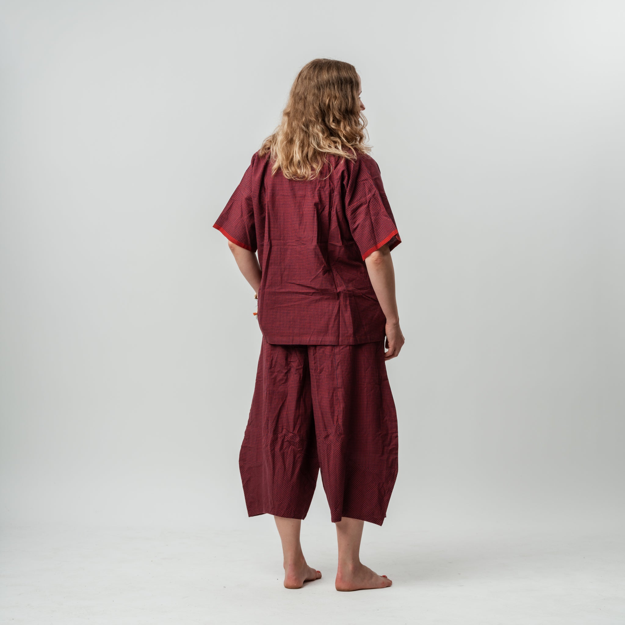 Hand Woven Cotton Check Balloon Pant