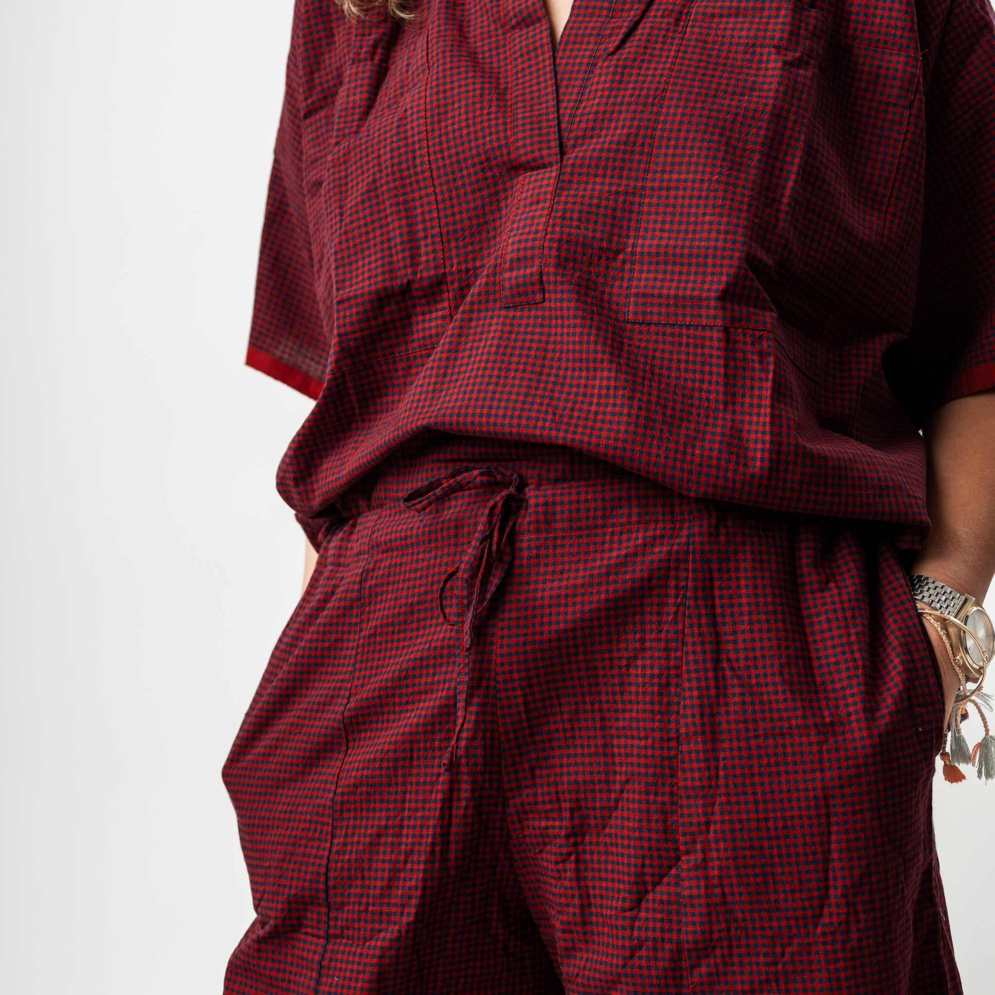 Hand Woven Cotton Check Balloon Pant