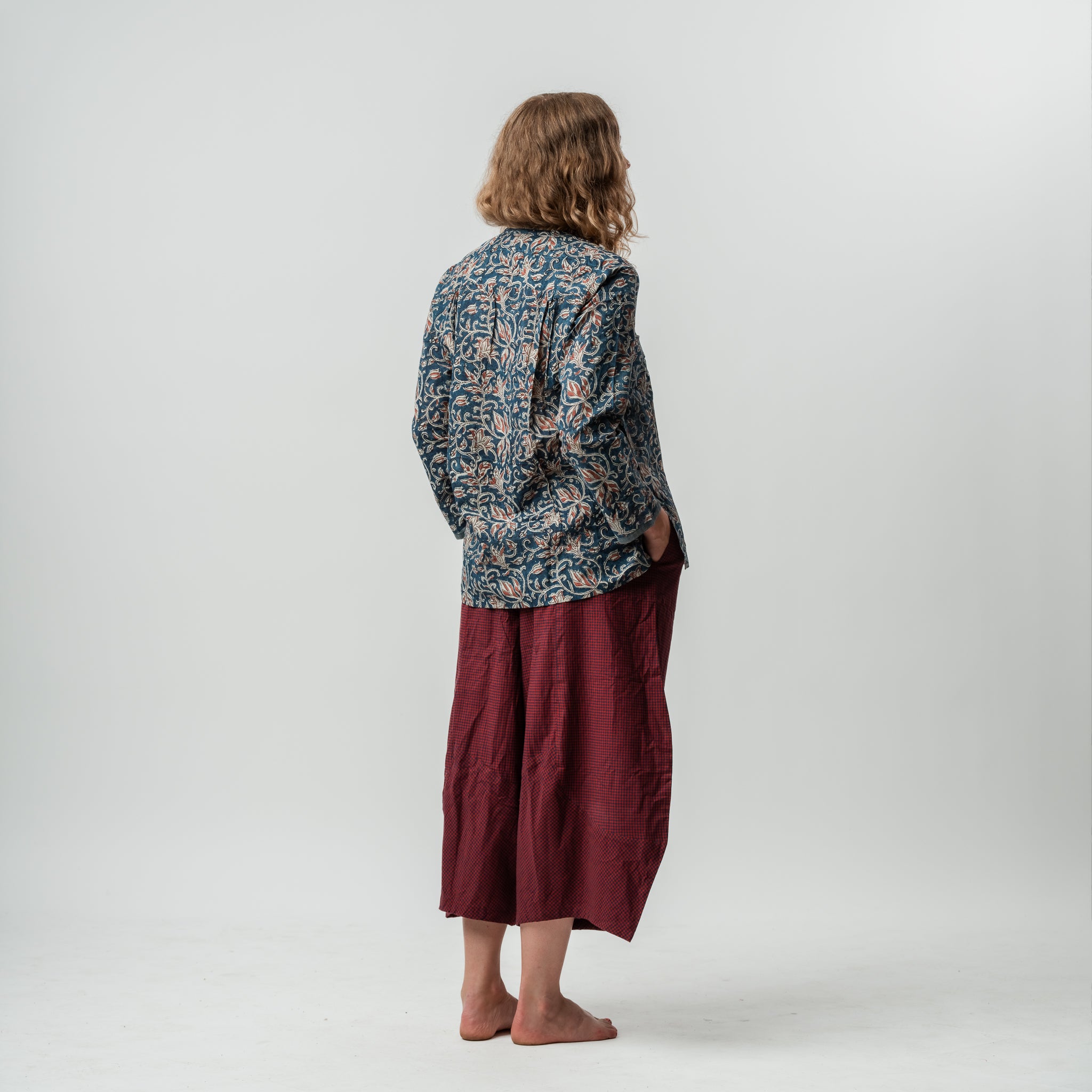 Block Printed V Neck Top