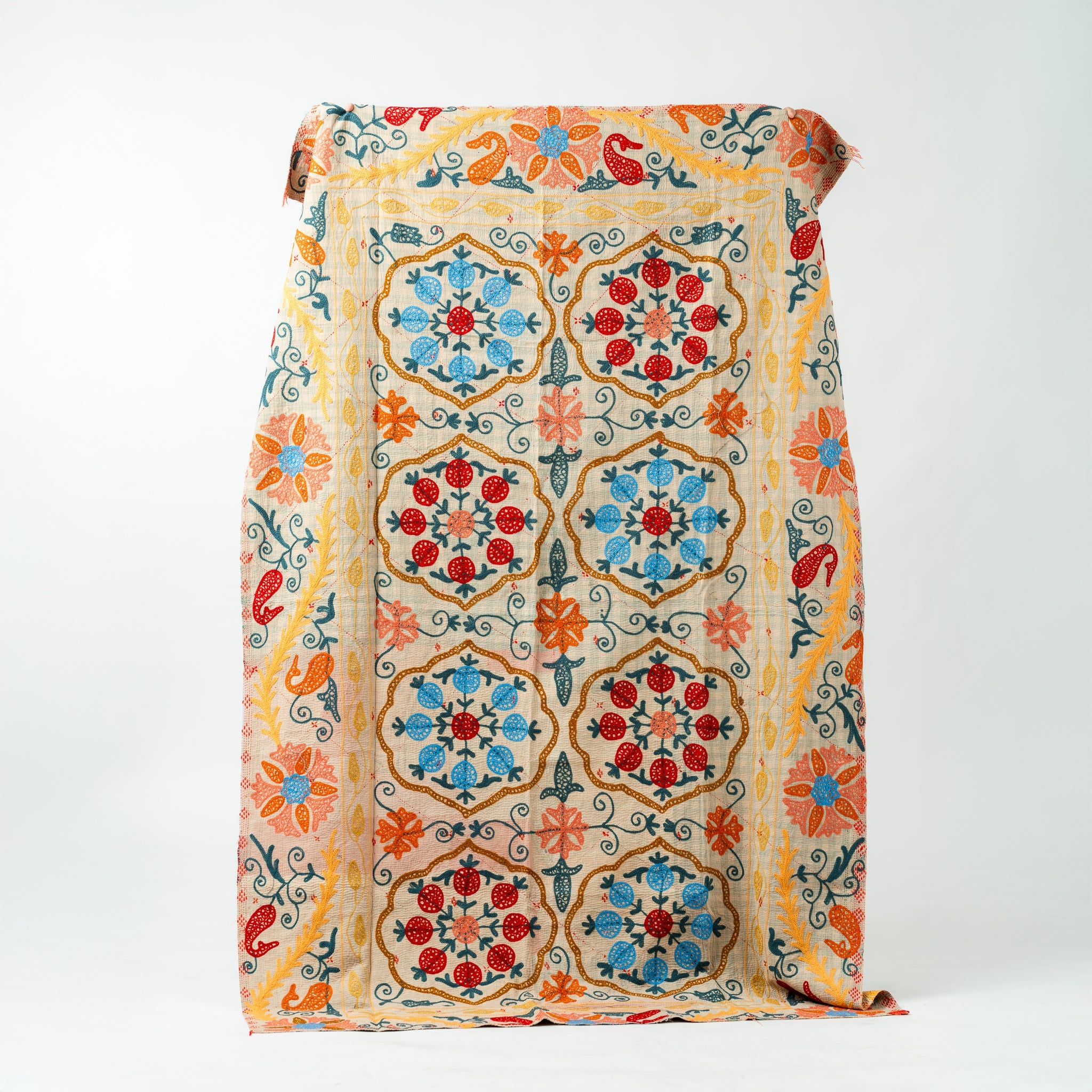 Suzani Bedcover on Vintage Kantha 3 