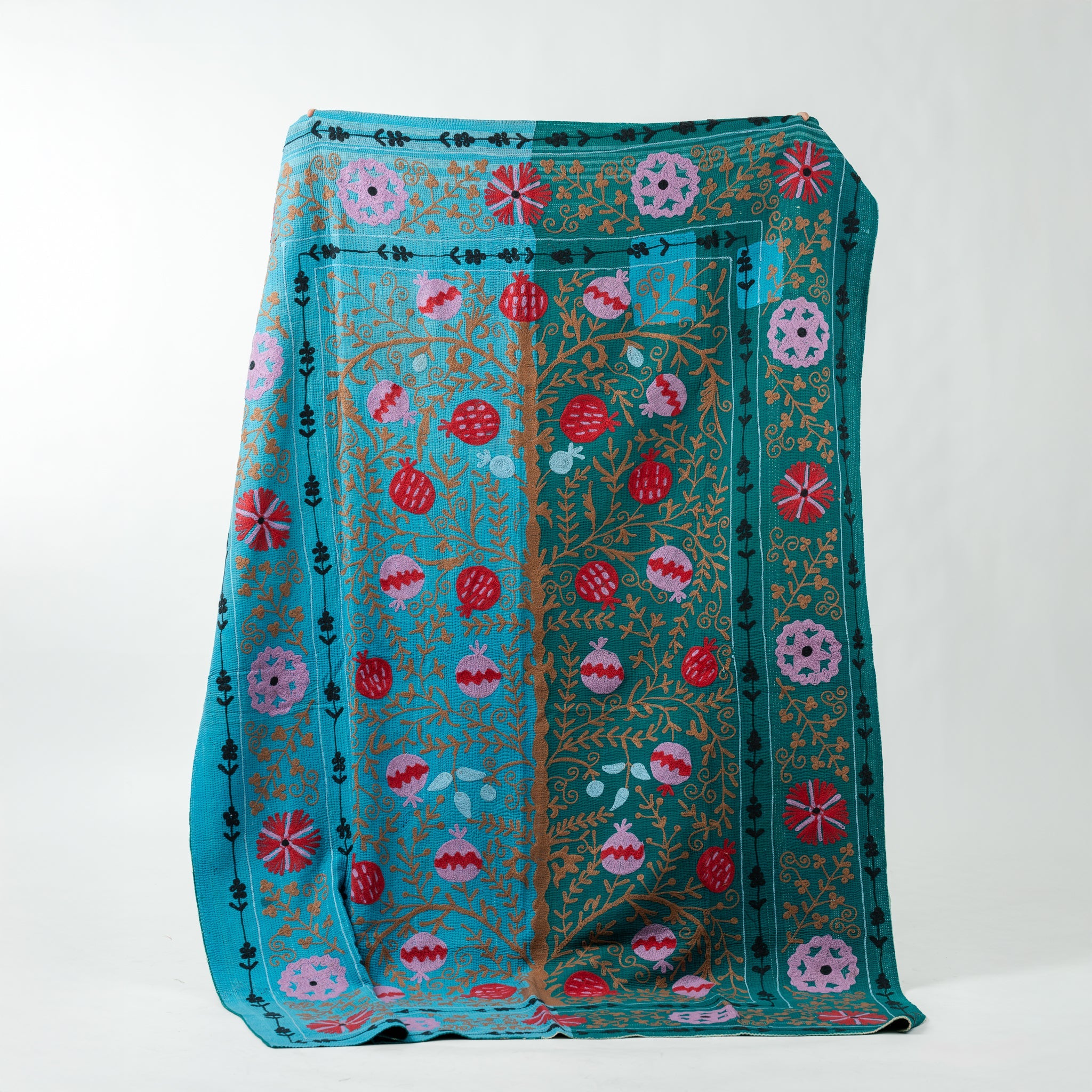 Suzani Bedcover on Vintage Kantha 4 