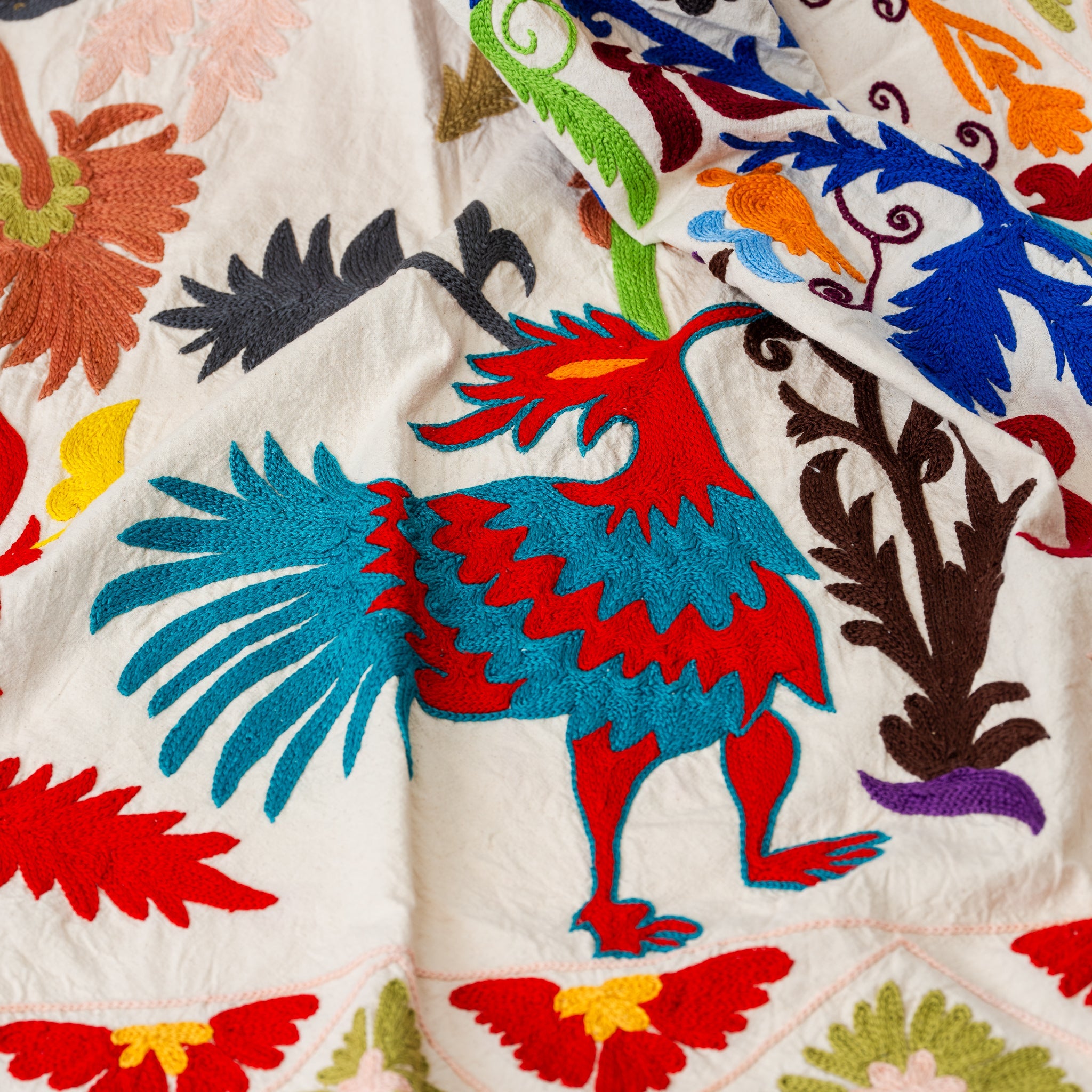 Suzani Bedcover with Peacocks 