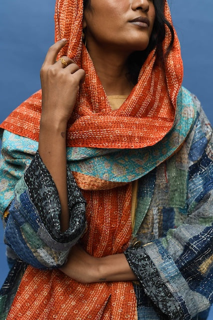 Upcycled Silk Saris Scarf Purples 