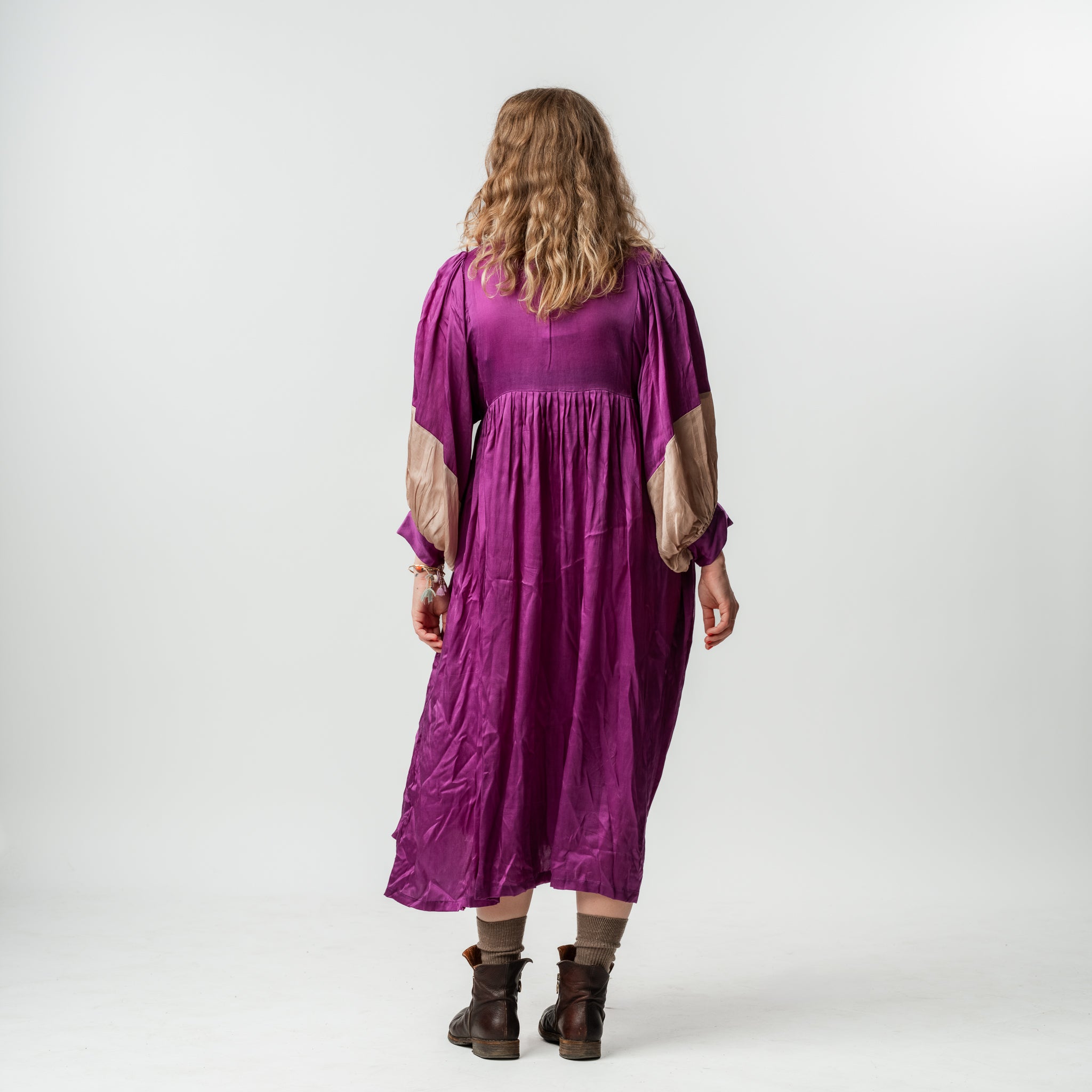 Vintage Bibbed Purple Satin Maxi 1 