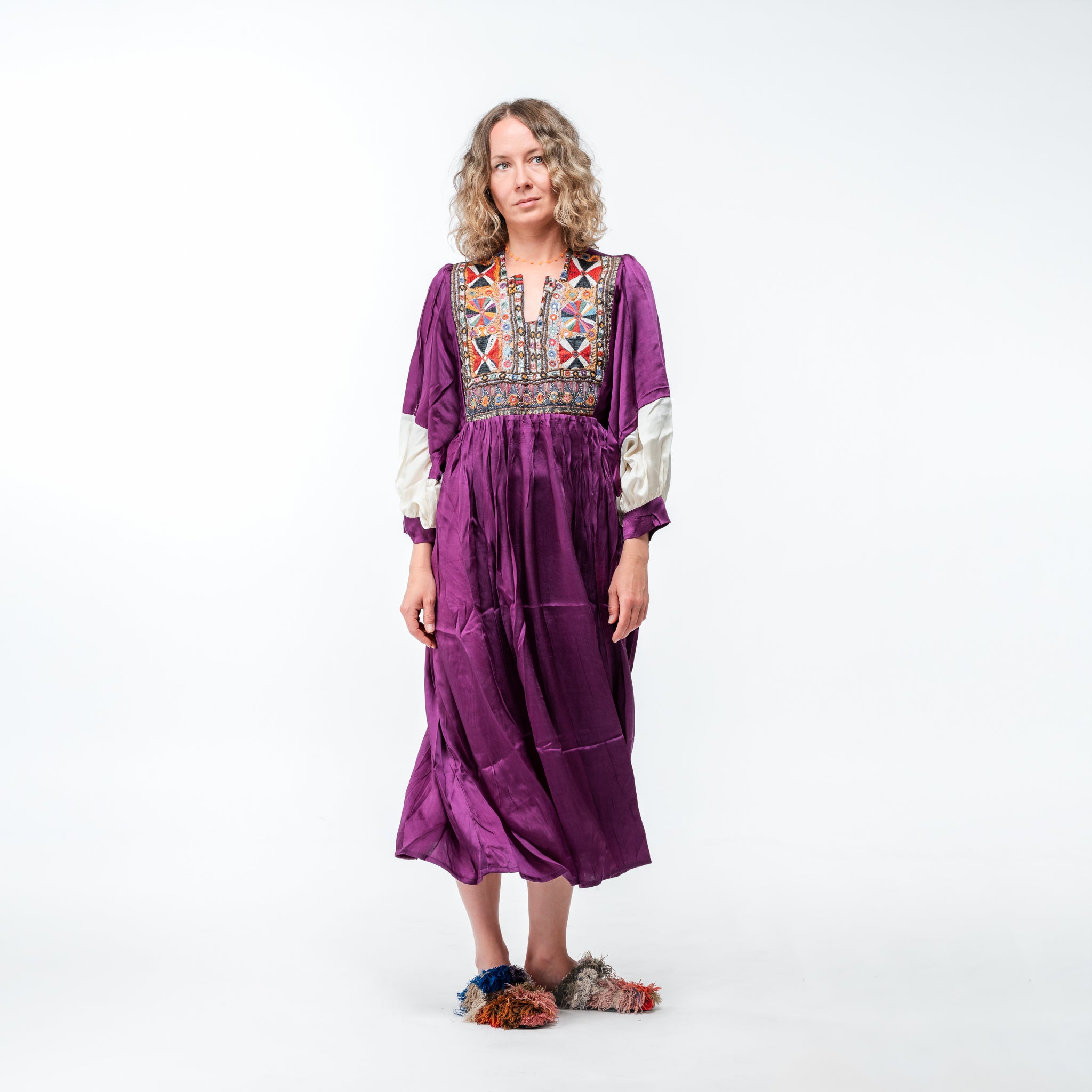 Vintage Bibbed Purple Satin Maxi 4 