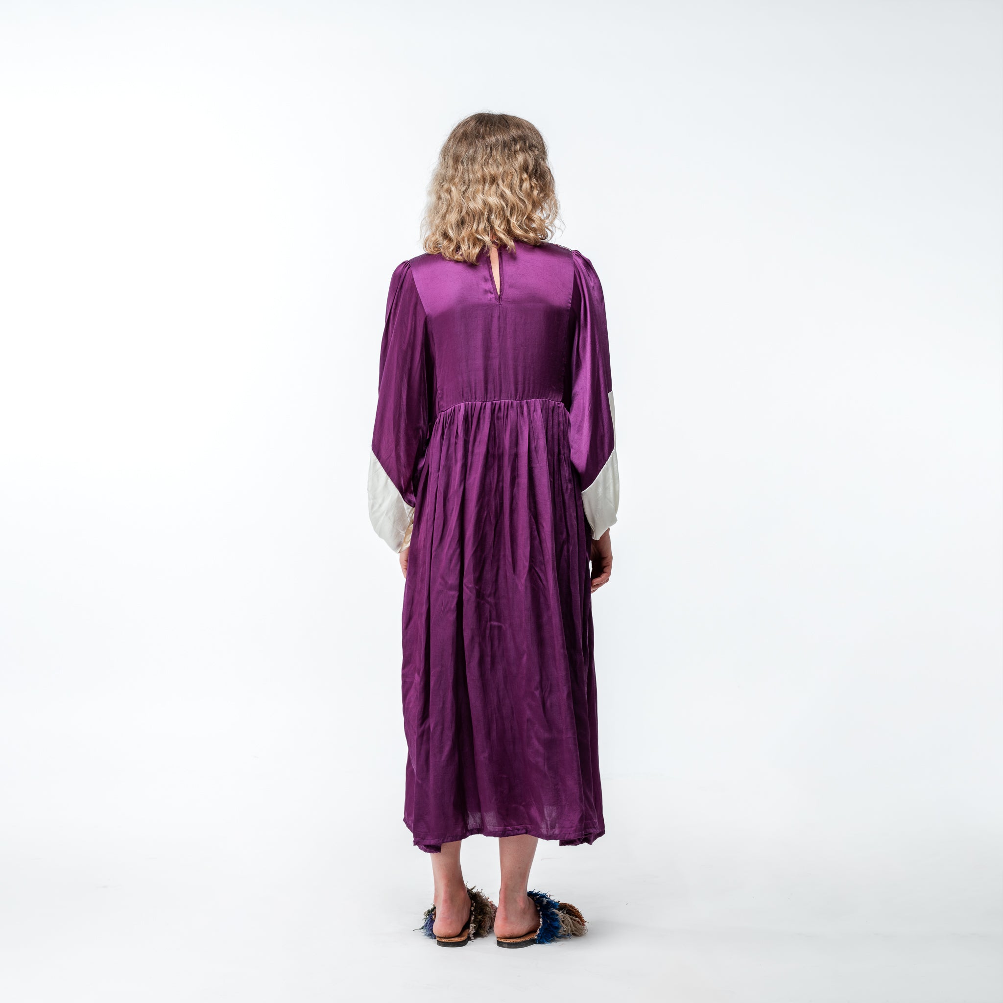 Vintage Bibbed Purple Satin Maxi 3 