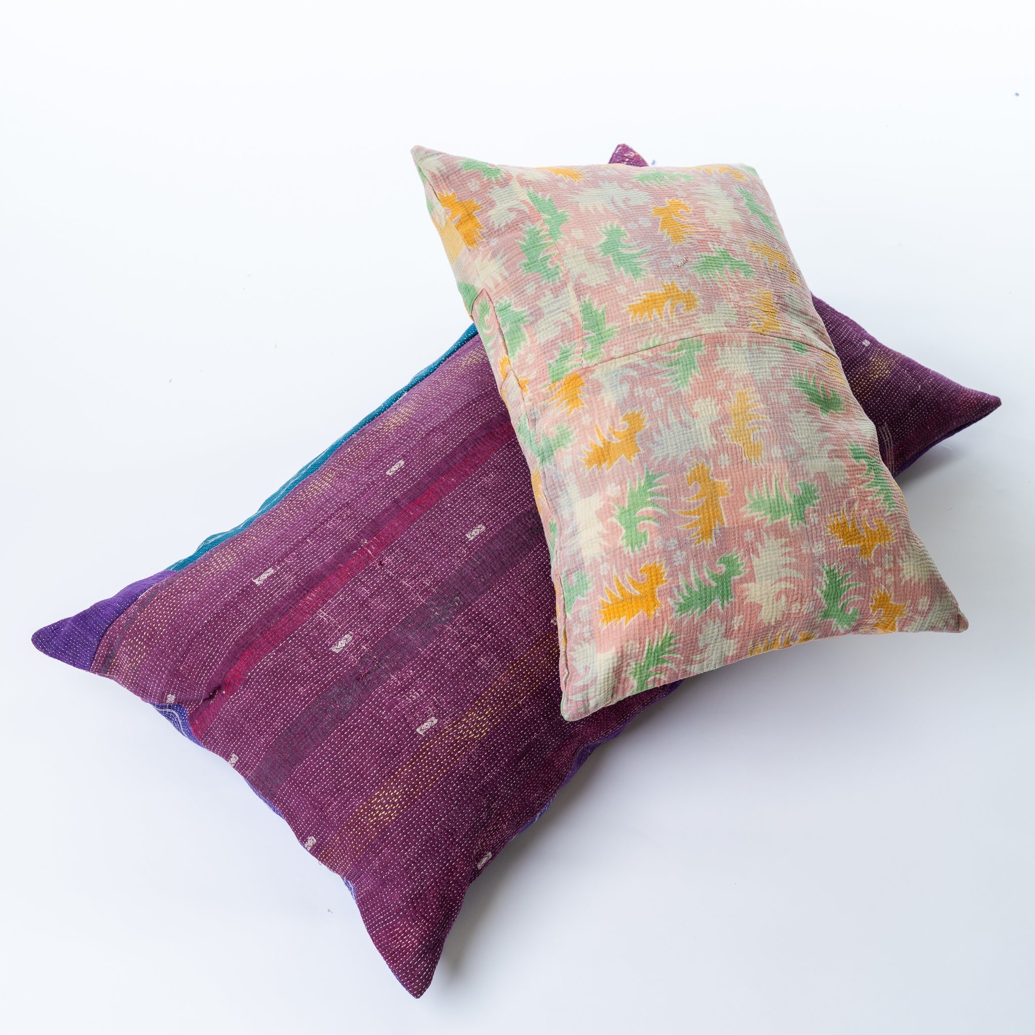 Vintage Kantha Body Pillow in Purple 