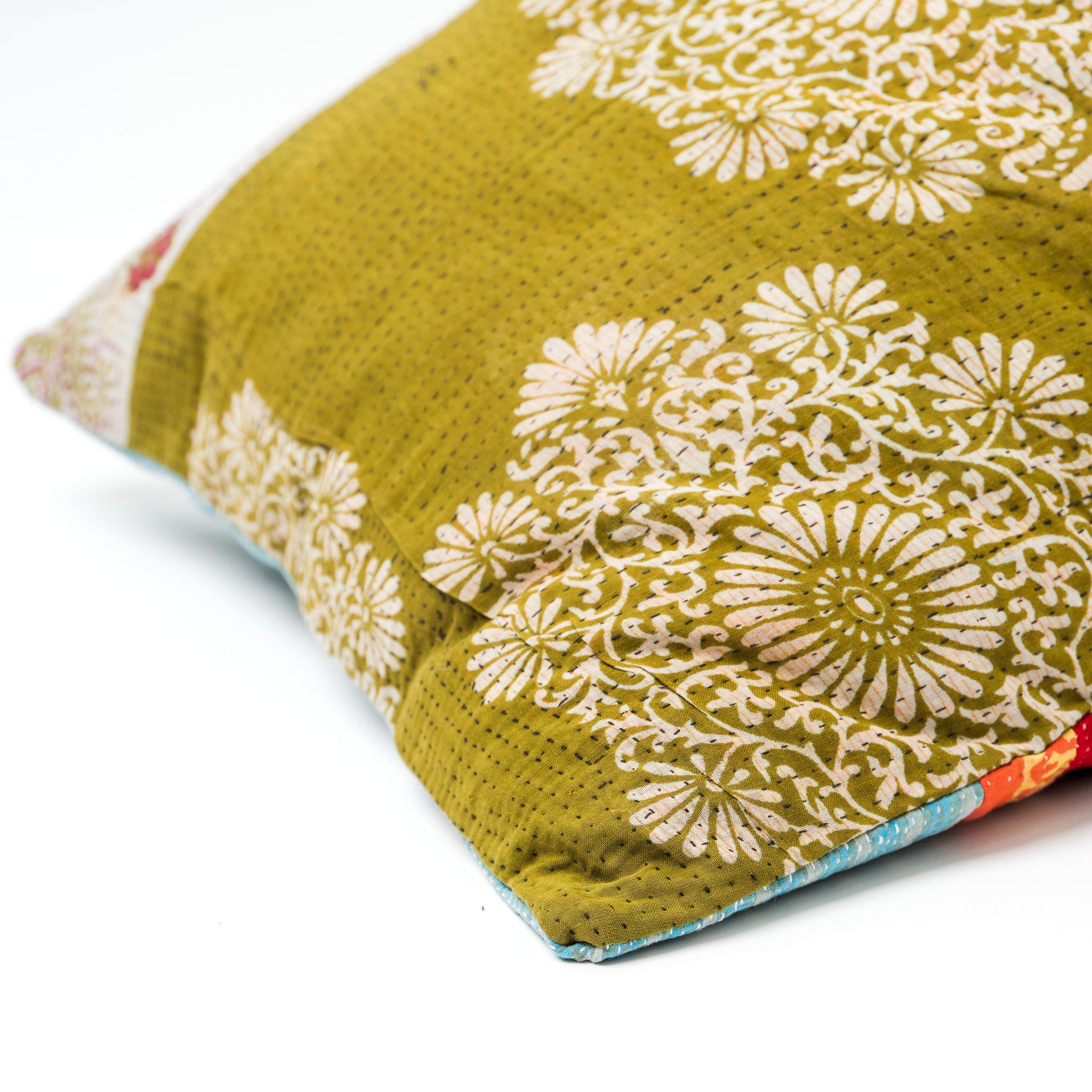 Vintage Kantha Lounge Pillow Greens 2 