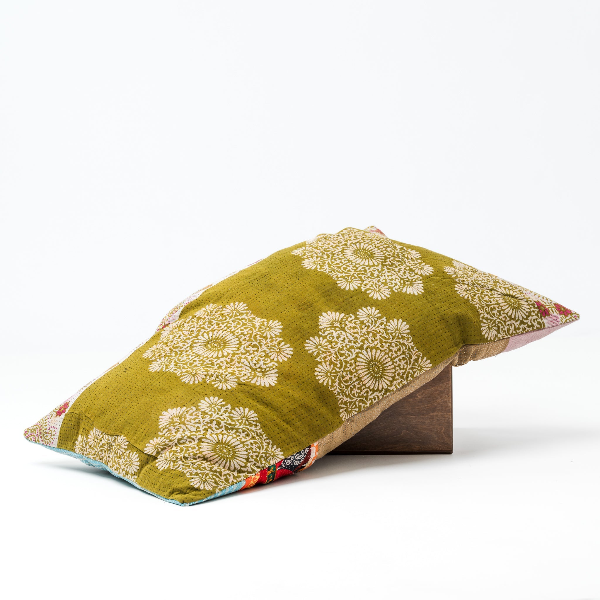 Vintage Kantha Lounge Pillow Greens 2 