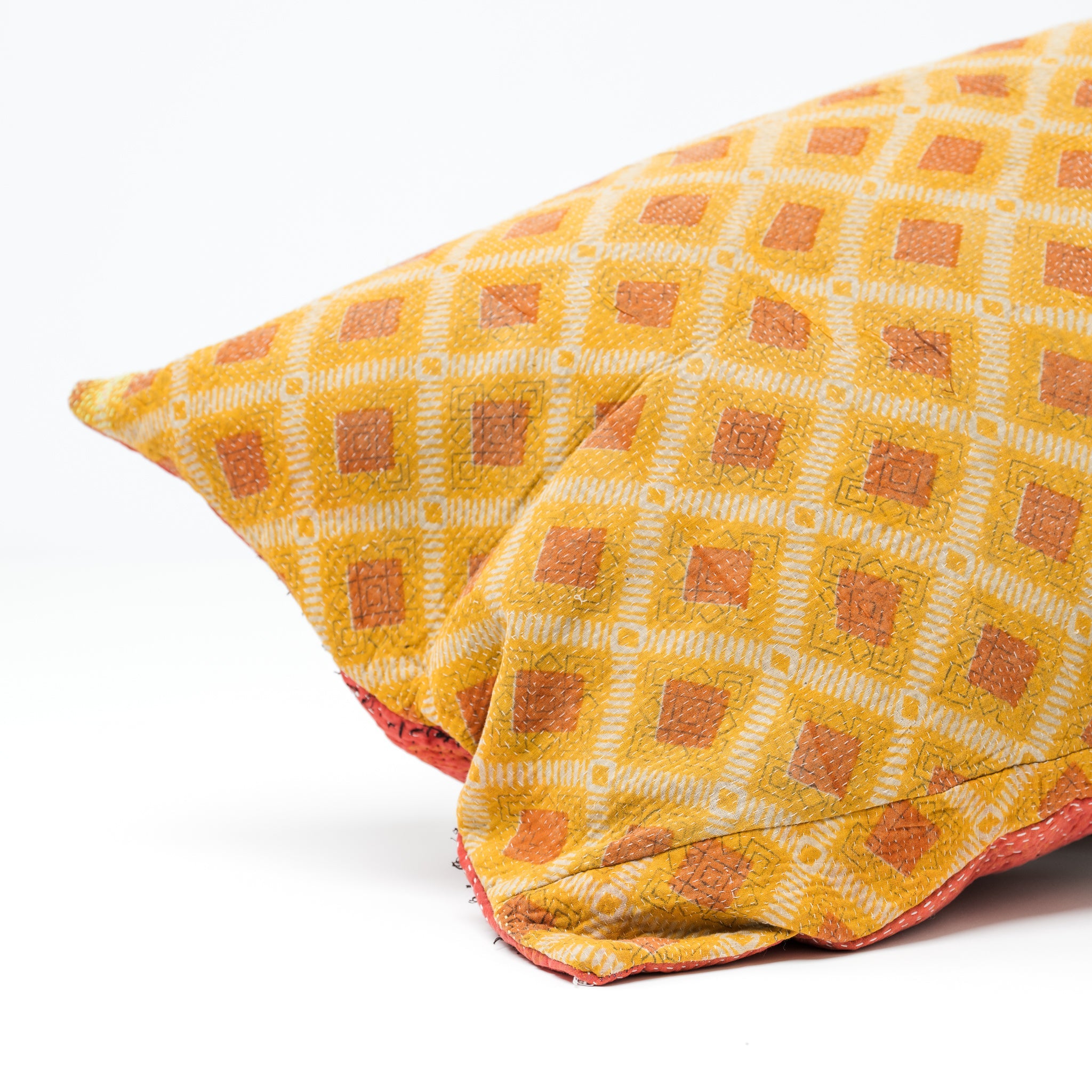 Vintage Kantha Lounge Pillow Mustard 