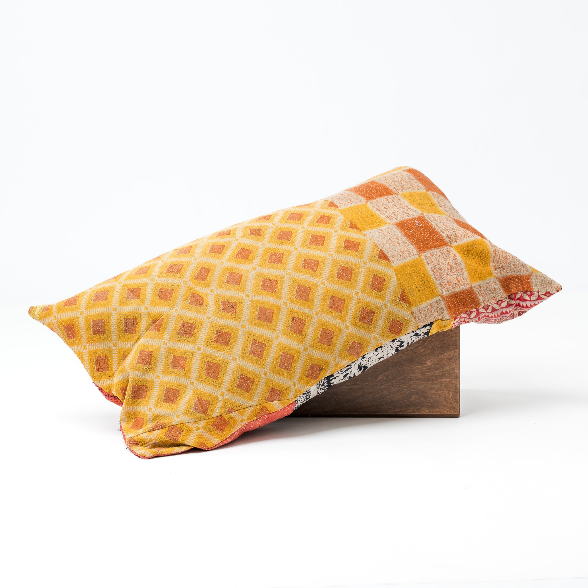 Vintage Kantha Lounge Pillow Mustard 