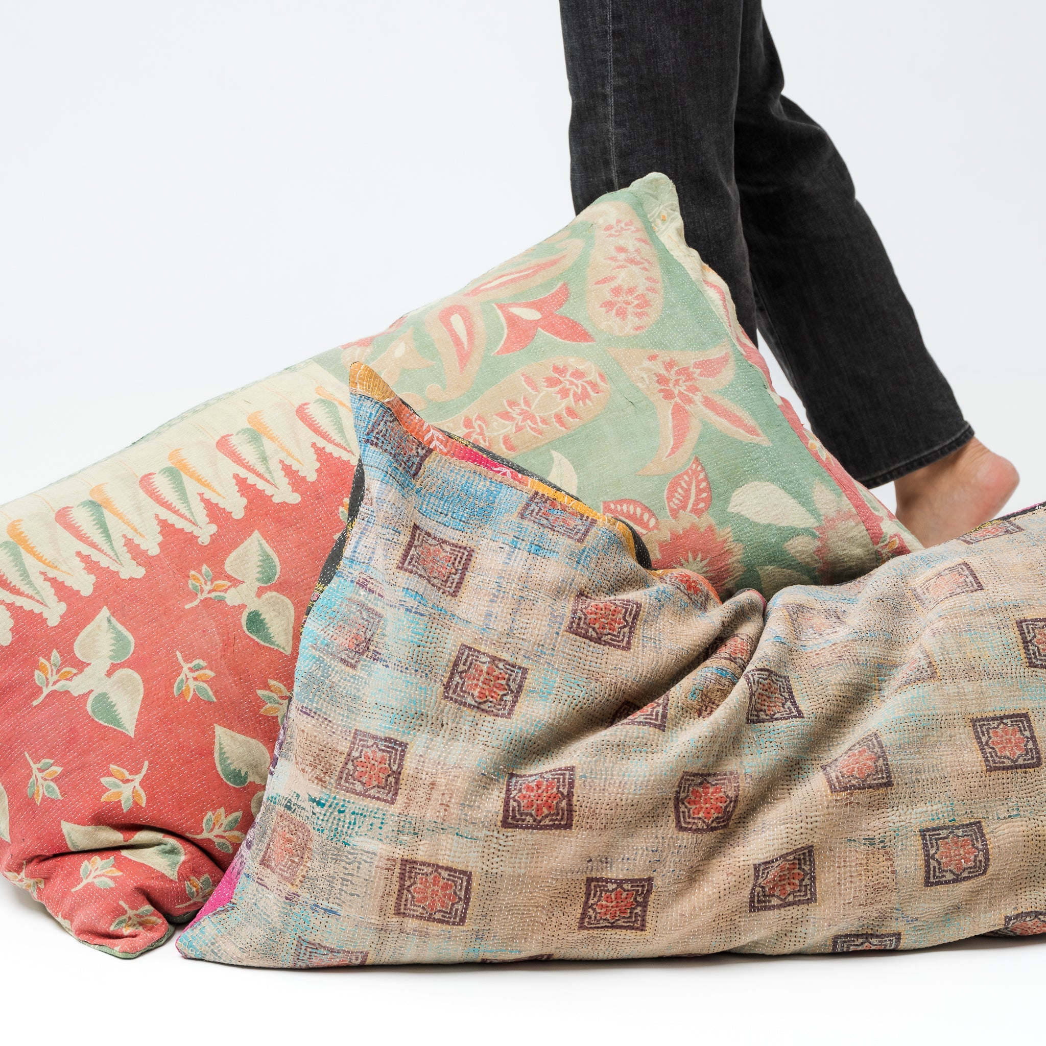 Vintage Kantha Lounge Pillow Pastels 