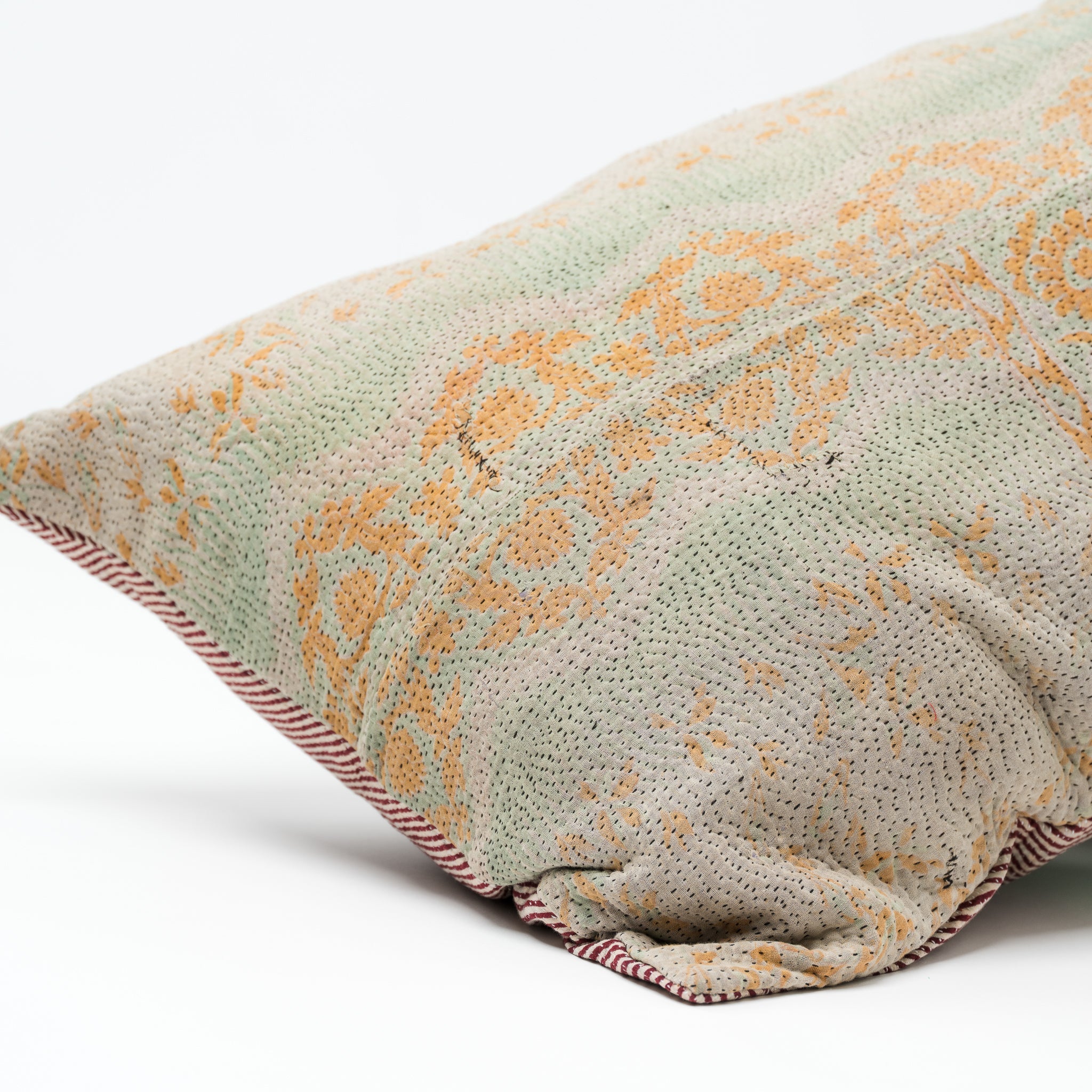 Vintage Kantha Lounge Pillow Pastels and Orange 