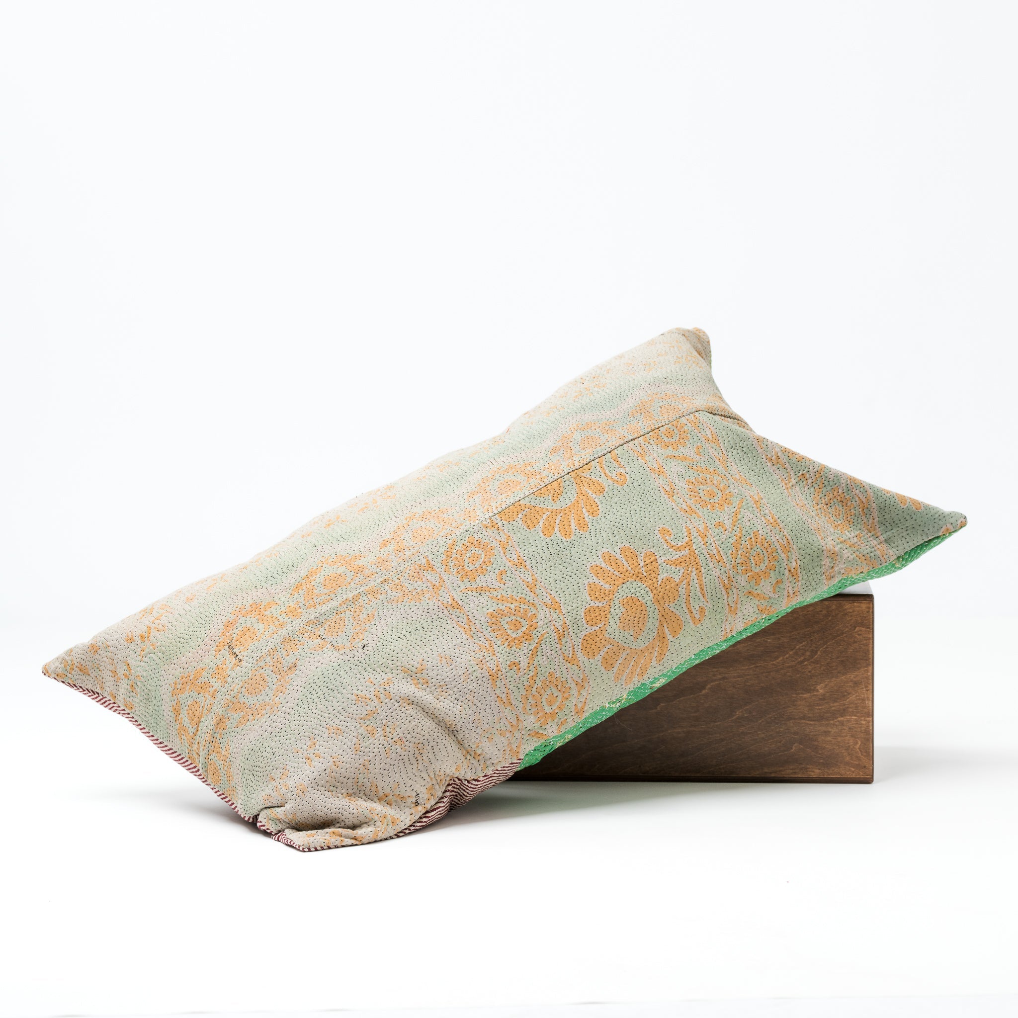 Vintage Kantha Lounge Pillow Pastels and Orange 