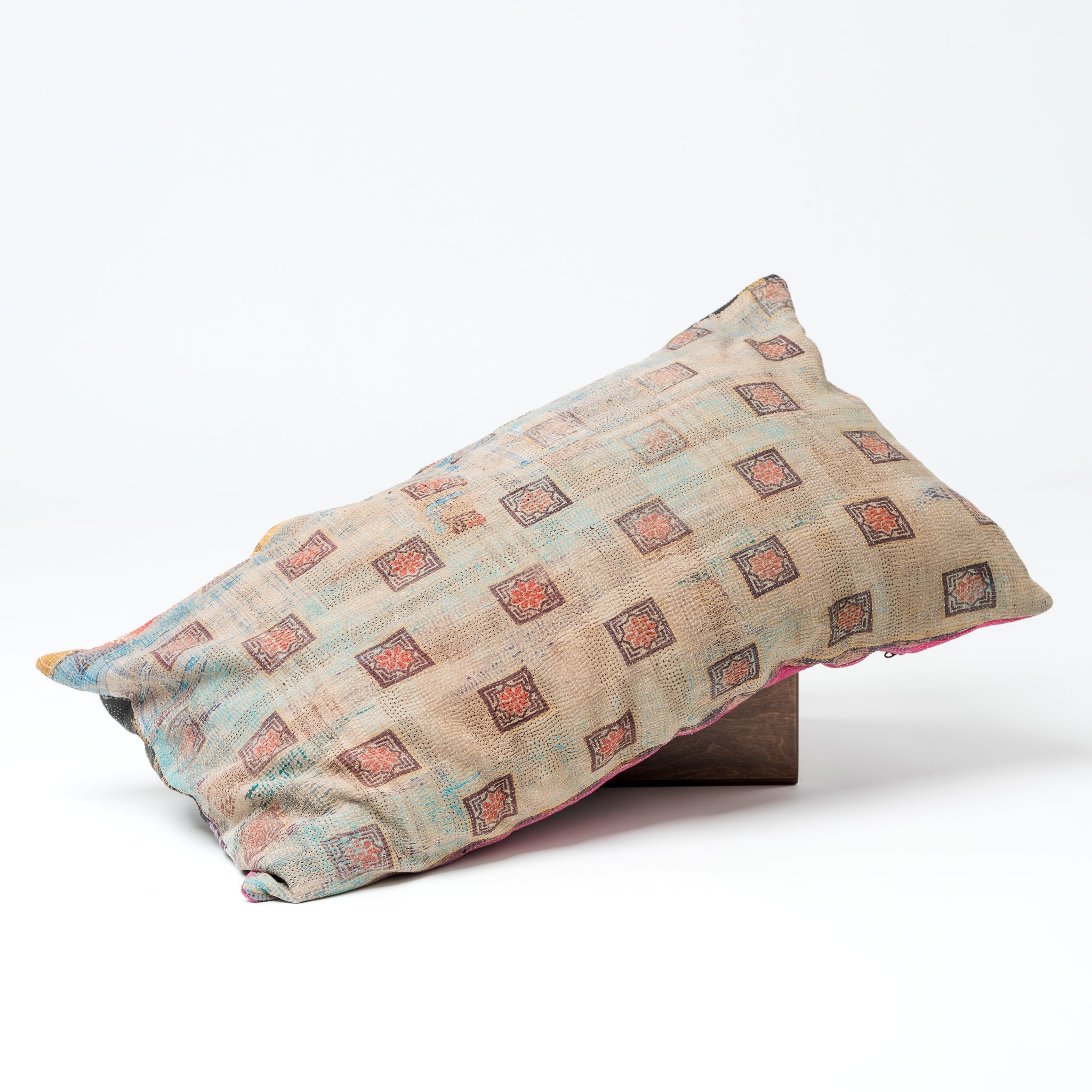 Vintage Kantha Pillow Block Print 