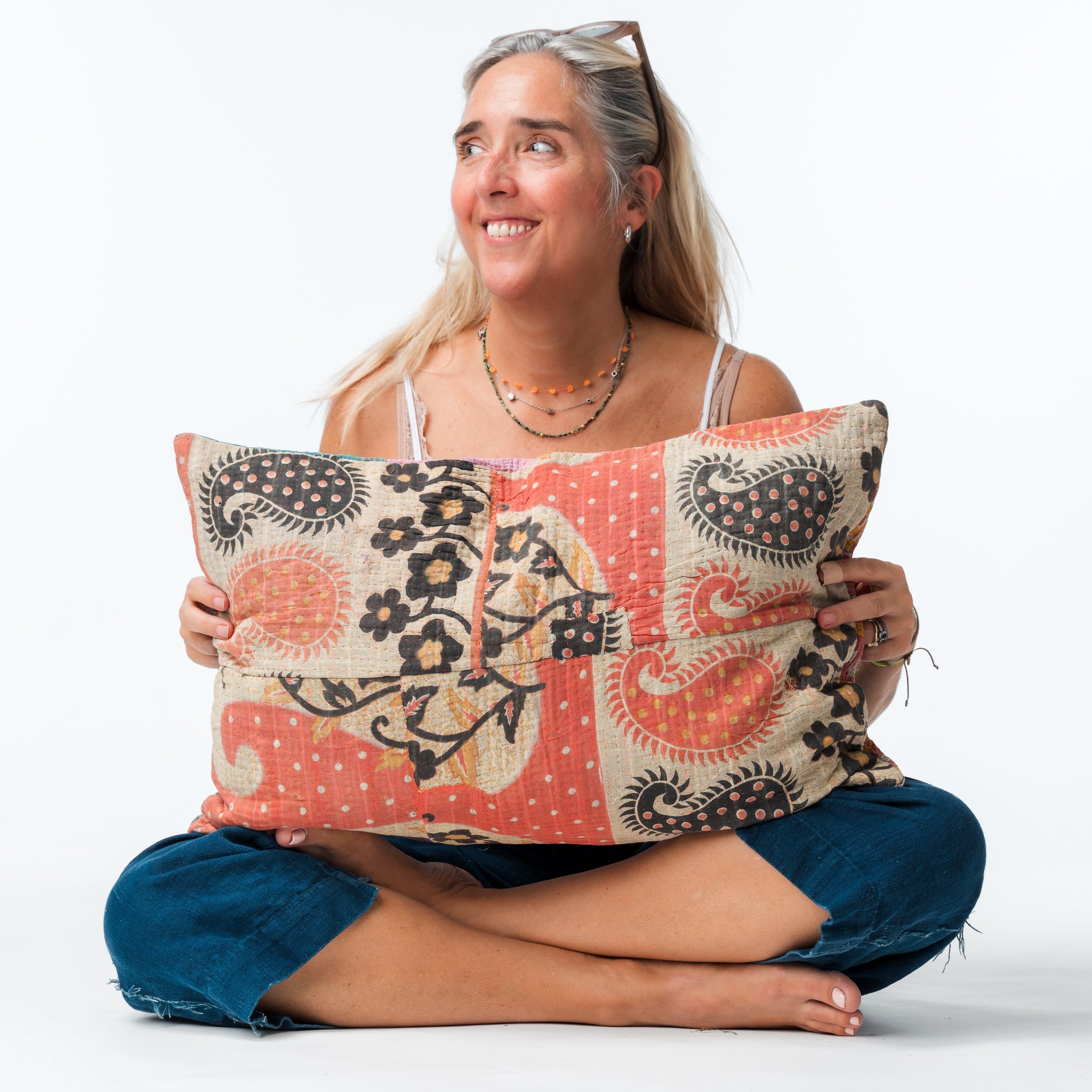 Vintage Kantha Pillow Paisley 