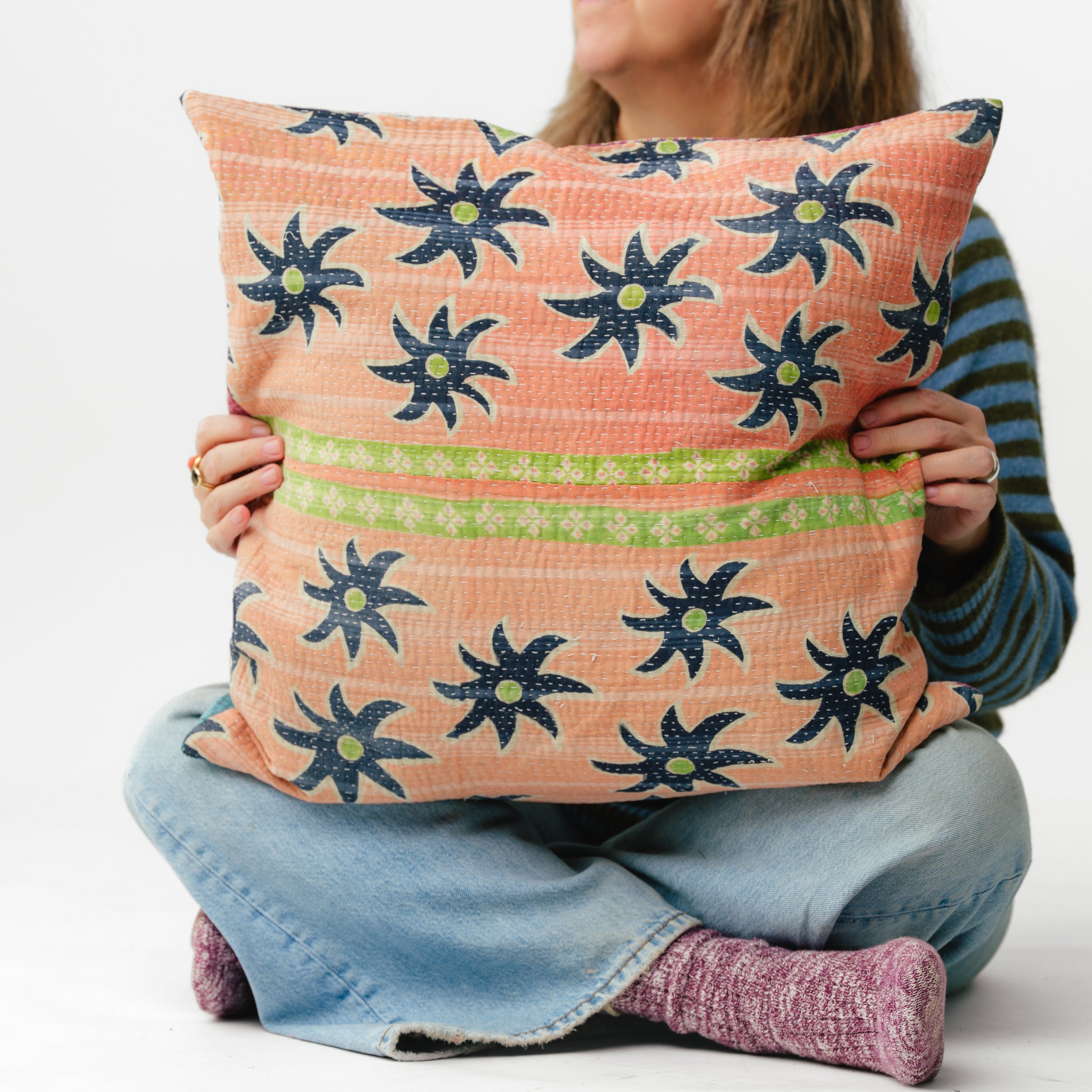 Vintage Kantha Square Pillow- 2 