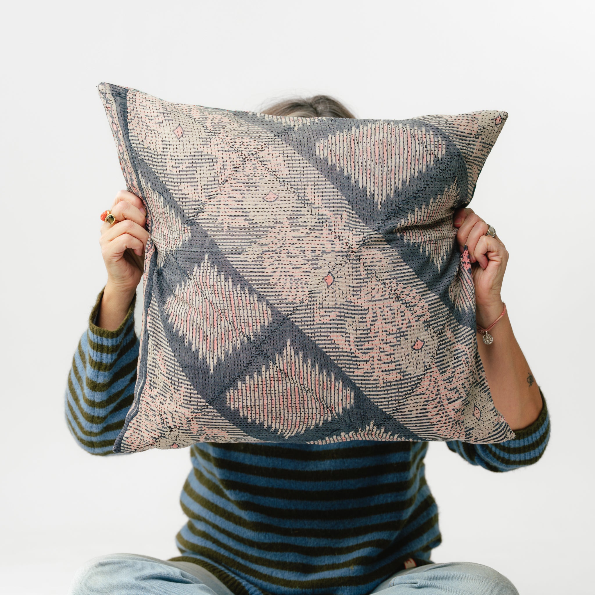 Vintage Kantha Square Pillow 