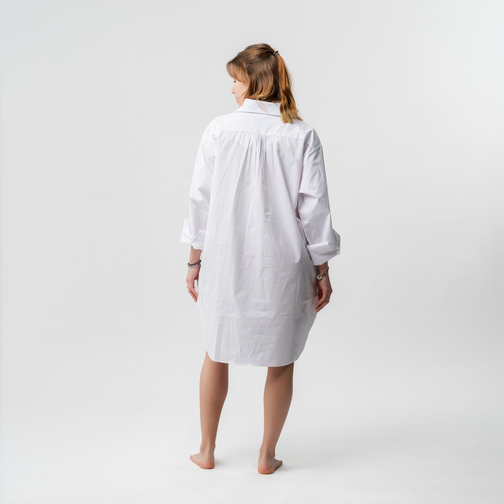 Embroidered White Shirt Dress 