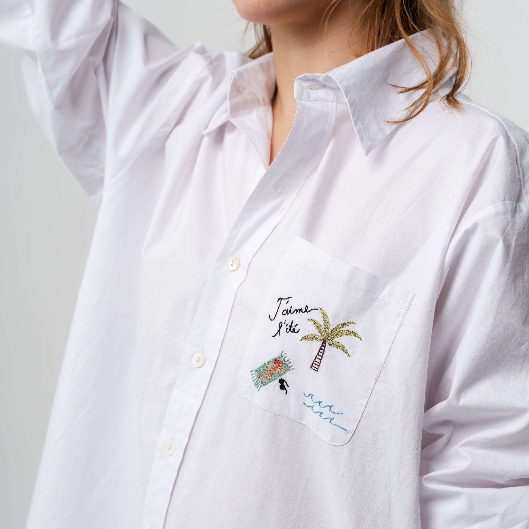 Embroidered White Shirt Dress 