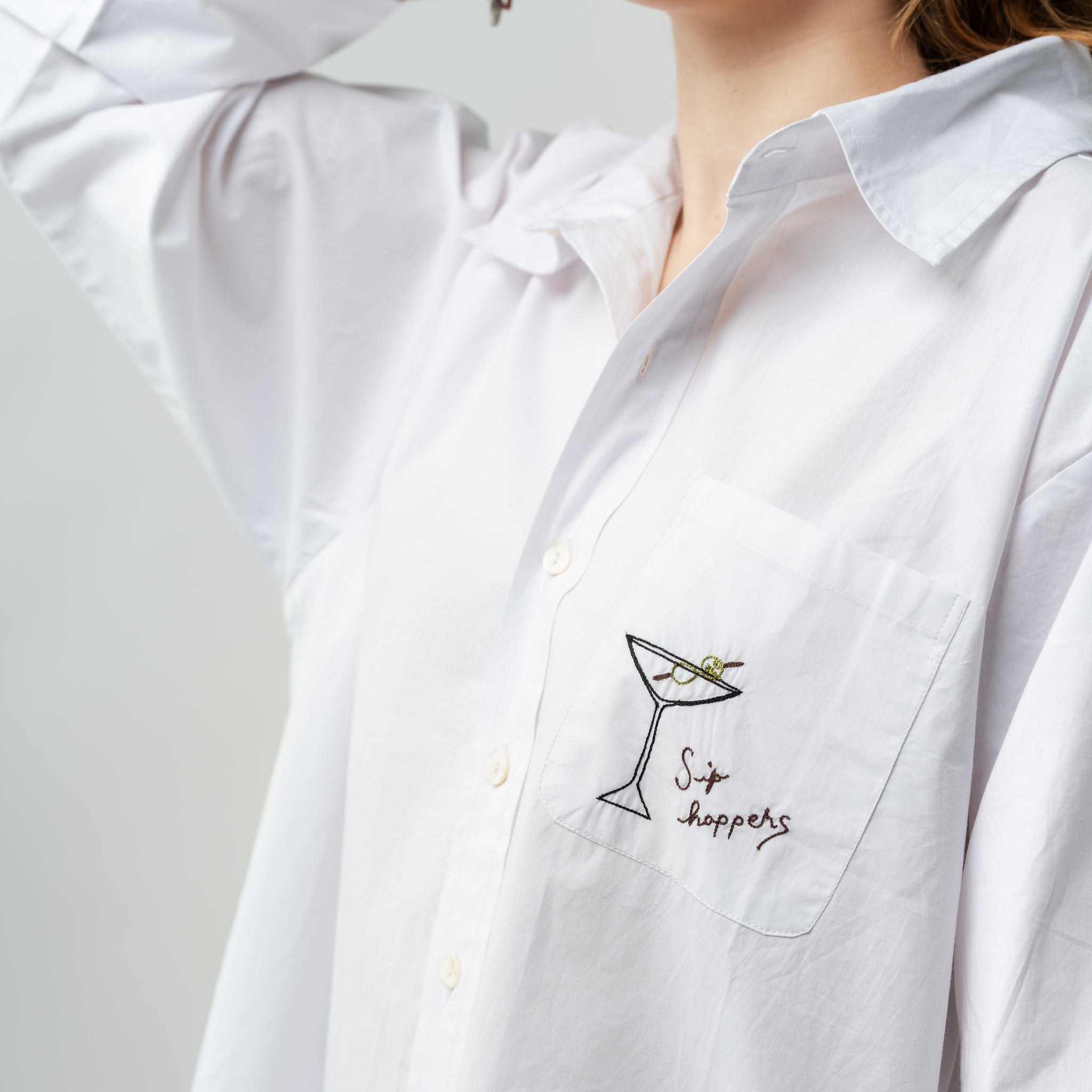 Embroidered White Shirt Dress 