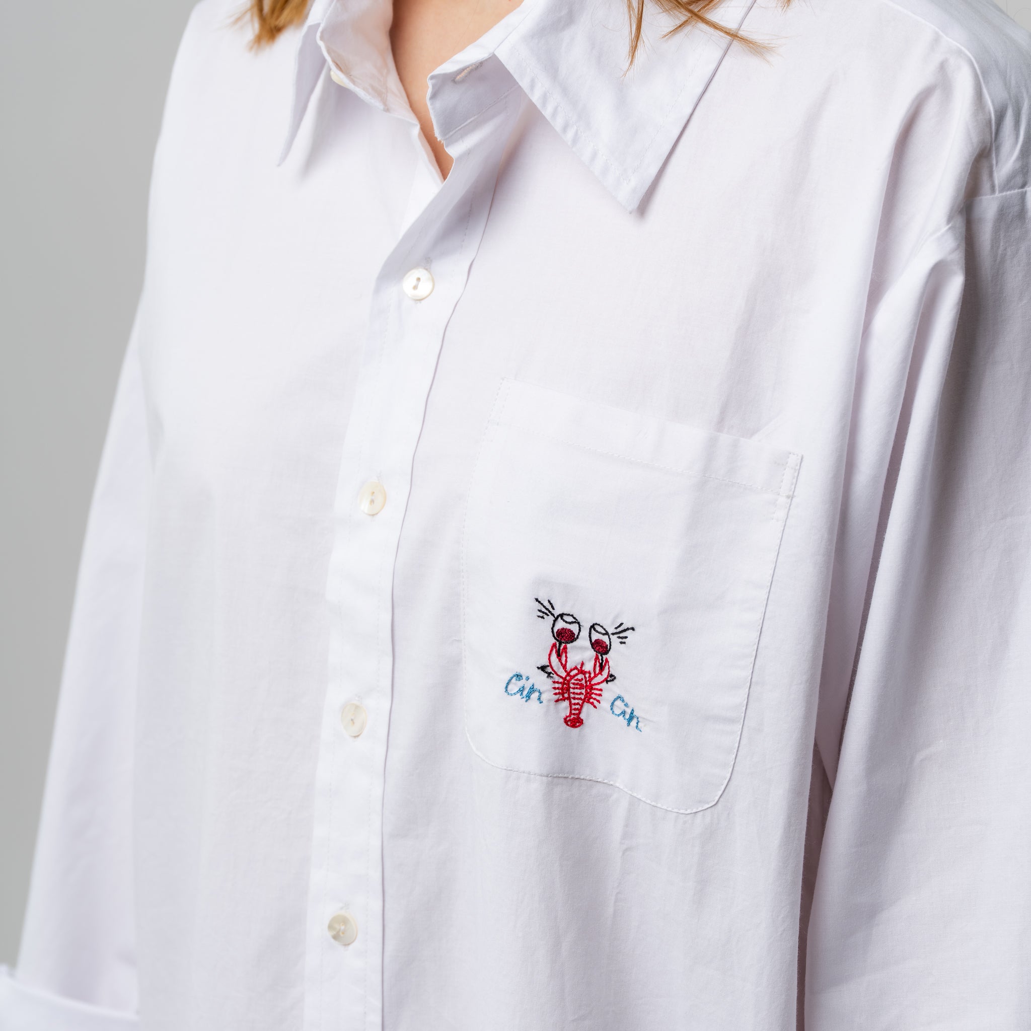 Embroidered White Shirt Dress 