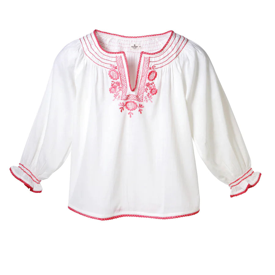 zoe top with embroidery